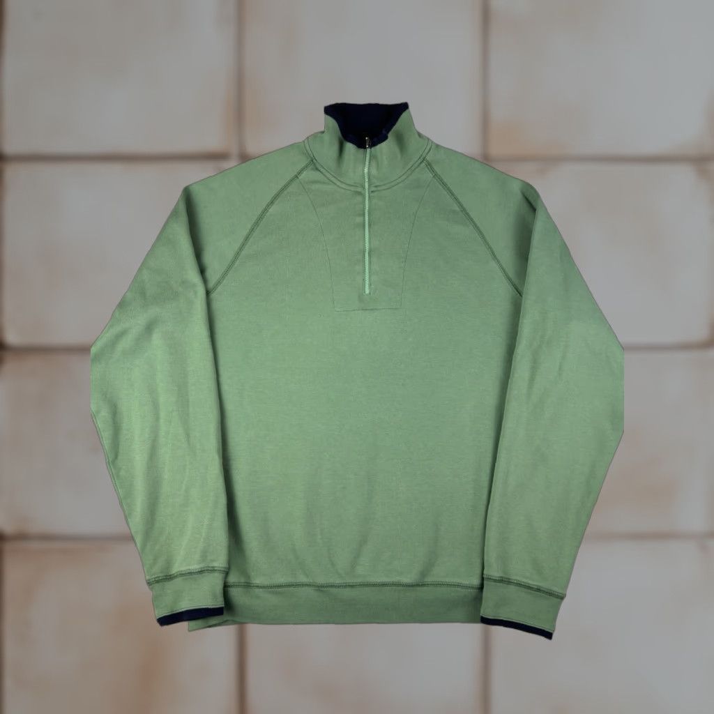 Vintage Peru Unlimited Sweater Mens Medium Green 1/2 Zip Cotton Golf Mock Neck Pullover Classic Preppy M Size US M / EU 48-50 / 2 - 1 Thumbnail