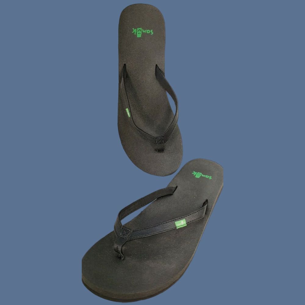 Sanuk Sanuk Yoga Joy Women's 7 Flip Flop Toe Post Sandals Black Deep Teal SWS10275 Size US 7 / IT 37 - 1 Thumbnail