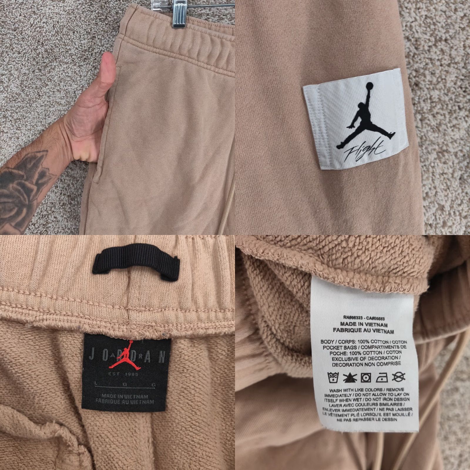 Jordan Brand Jordan Pants Mens Large Brown Flight Essentials Statement Fleece Heavyweight Size US 33 - 8 Thumbnail