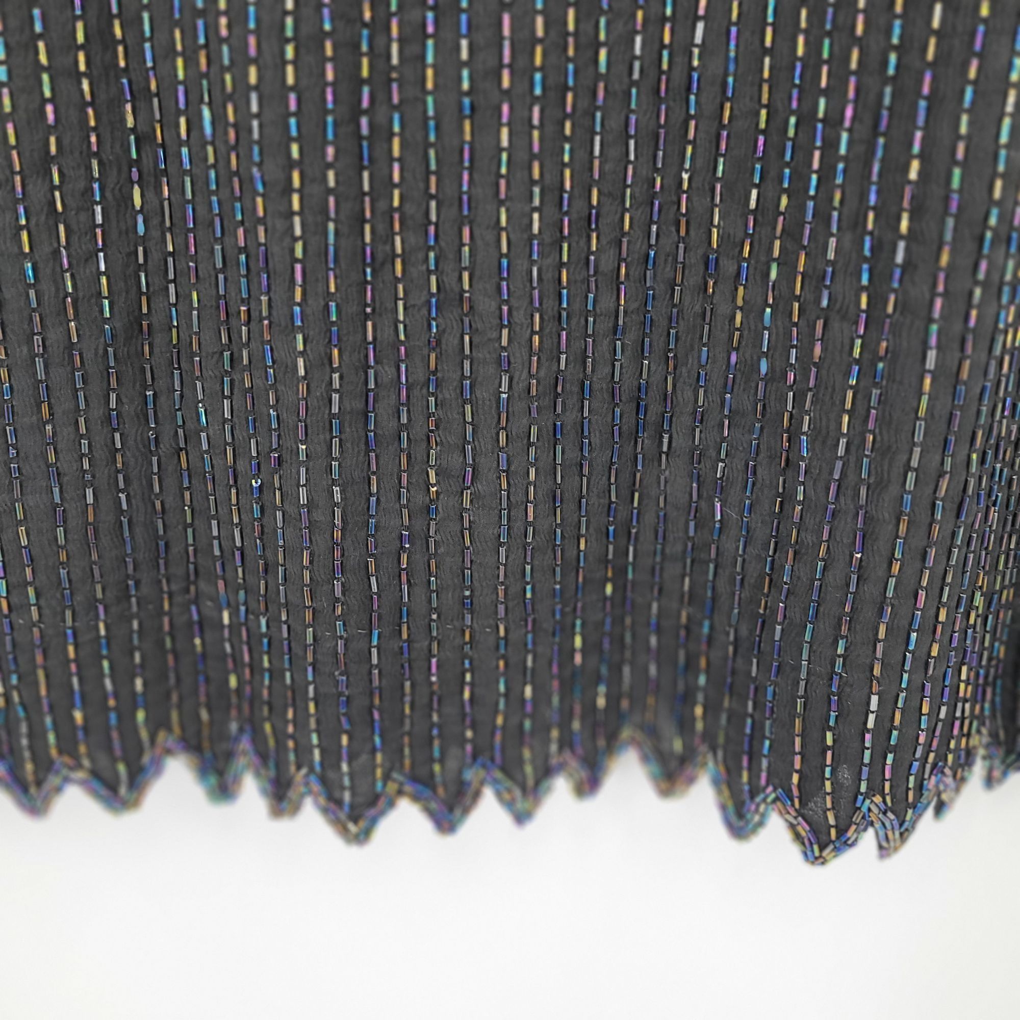 Vintage Vtg 80s Does 20s Black Oil Slick Beaded Silk Flapper Dress S Size M / US 6-8 / IT 42-44 - 12 Thumbnail