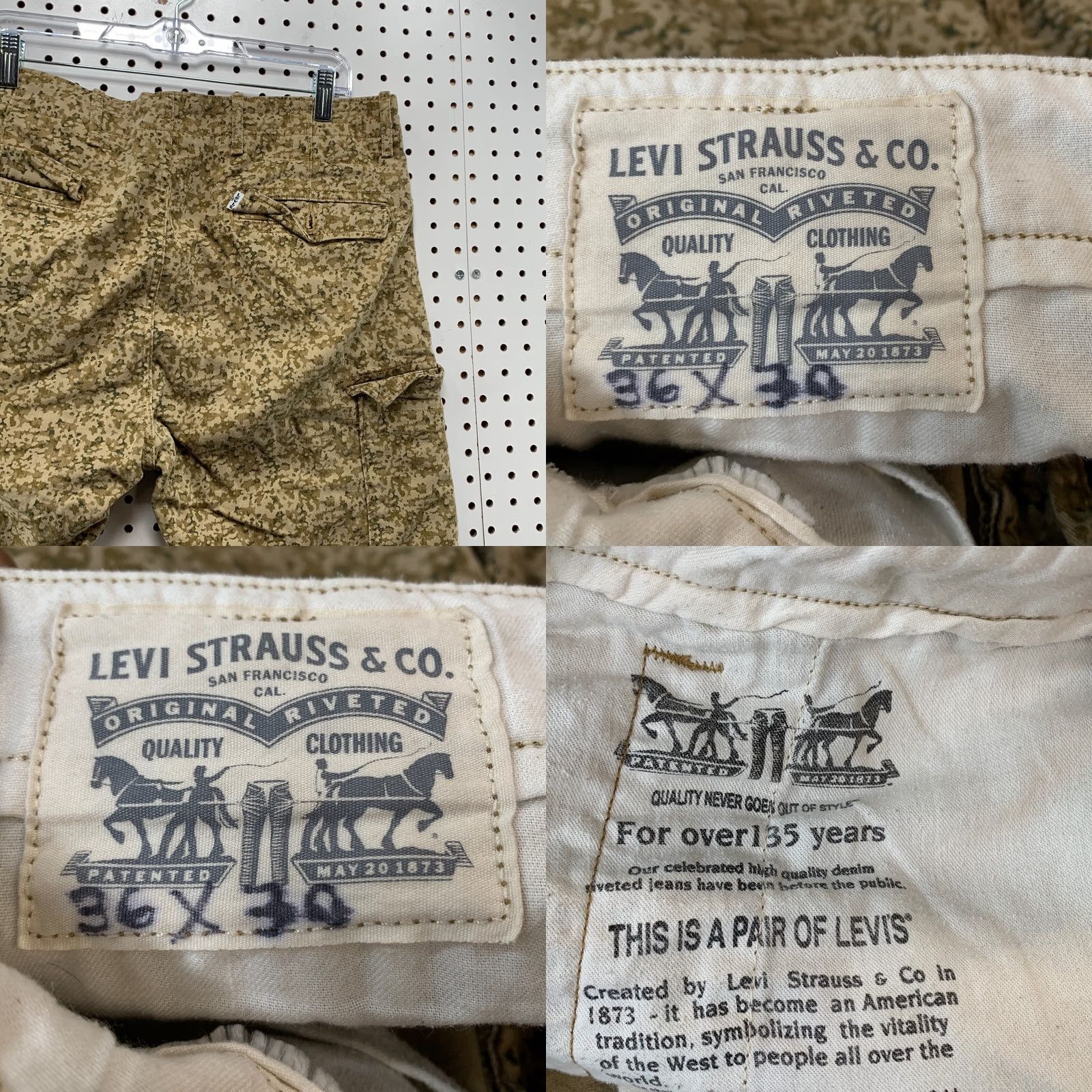 Levi's Levis Cargo Pants Mens Digital Camouflage Utility 36x27 Military Size US 36 / EU 52 - 10 Thumbnail