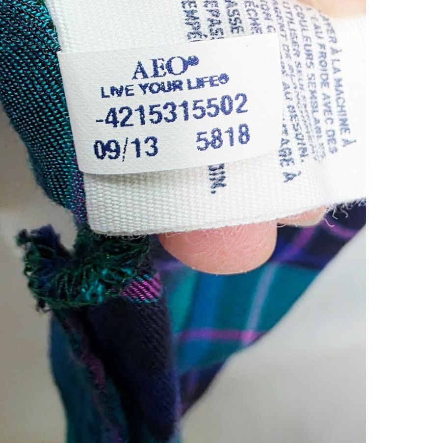 American Eagle Outfitters American Eagle Teal Multi Color Plaid Button Front Shirt Size XL / US 12-14 / IT 48-50 - 10 Thumbnail