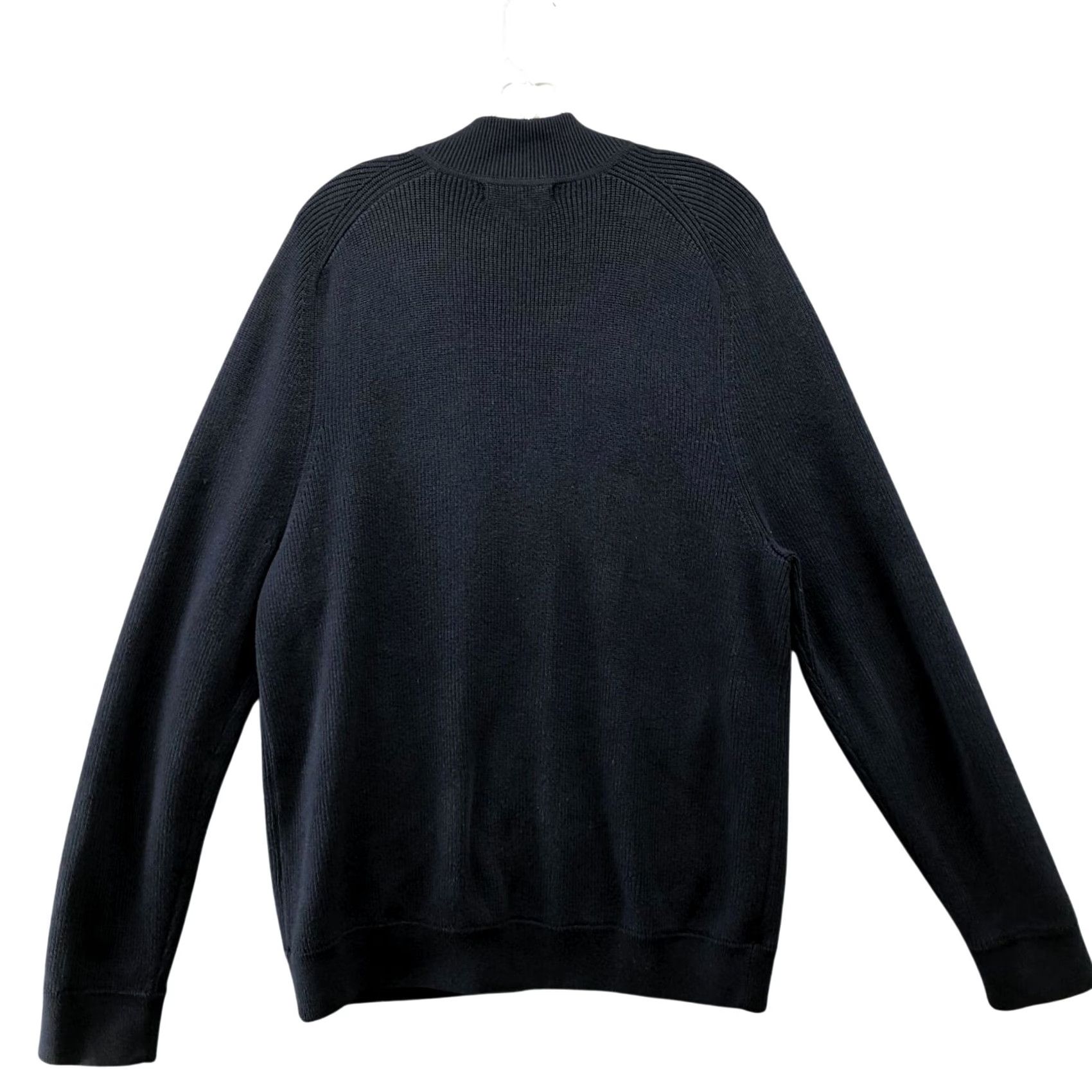 Banana Republic Banana Republic Full Zip Sweater Mens L Navy Blue Supima Cotton Blend Knit Band Collar Casual Fall Winter Mens L Blue Satin Not Applicable Size US L / EU 52-54 / 3 - 2 Thumbnail