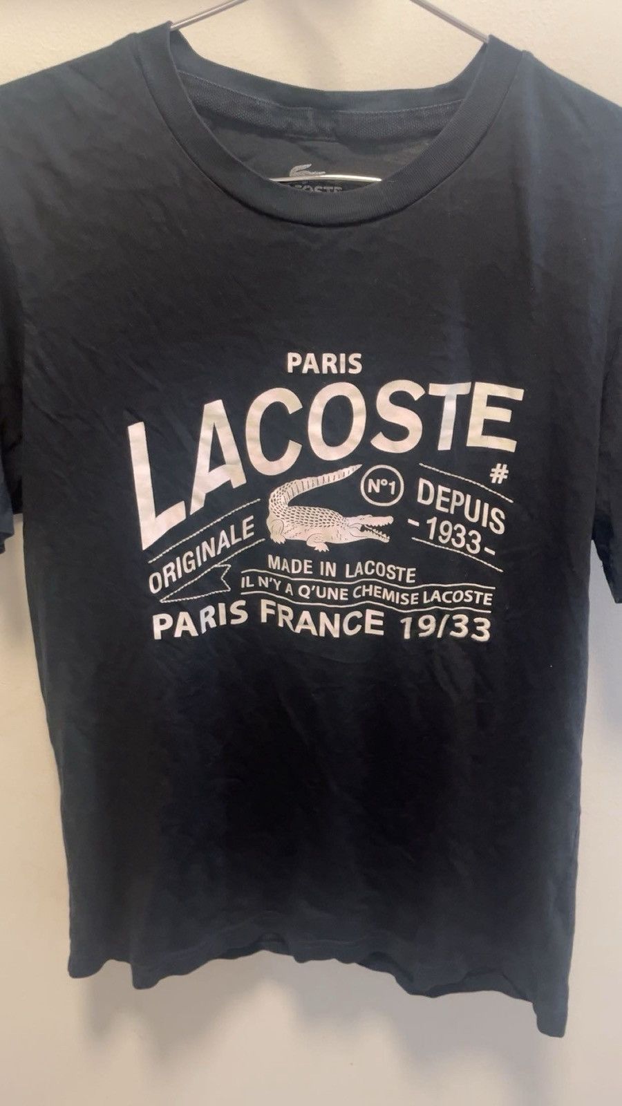 Lacoste Black graphic Lacoste shirt with white logo Size US M / EU 48-50 / 2 - 8 Thumbnail