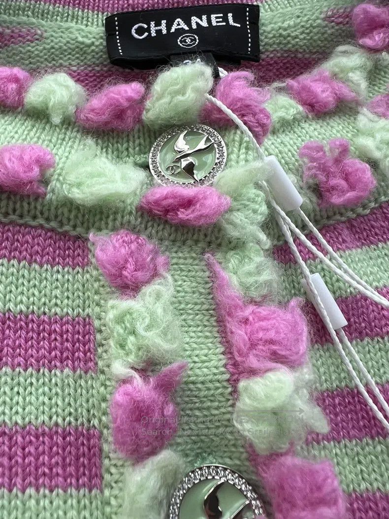Chanel Chanel 25s pink-green striped cardigan coat Size XXS / US 00 / IT 34 - 6 Thumbnail