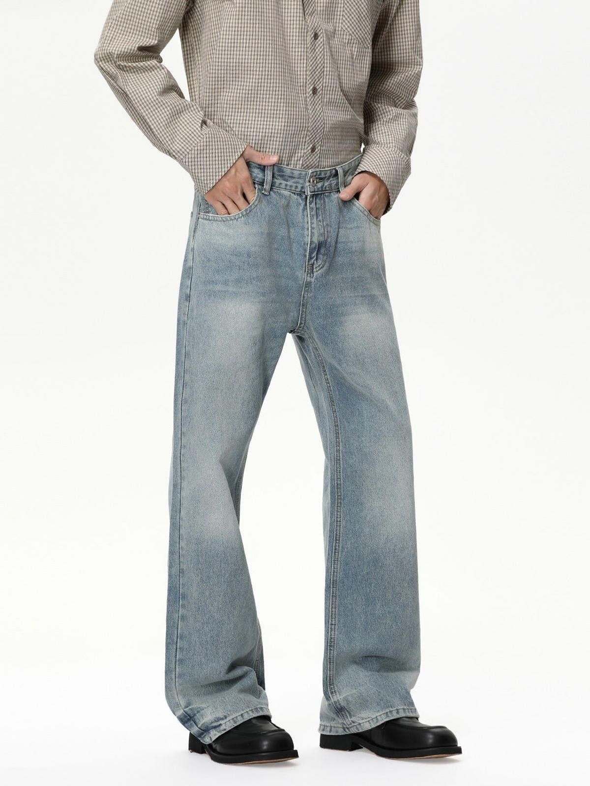 Jean Light Blue Wide Leg Denim Jeans, Relaxed Fit Jeans Size US 32 / EU 48 - 1 Thumbnail