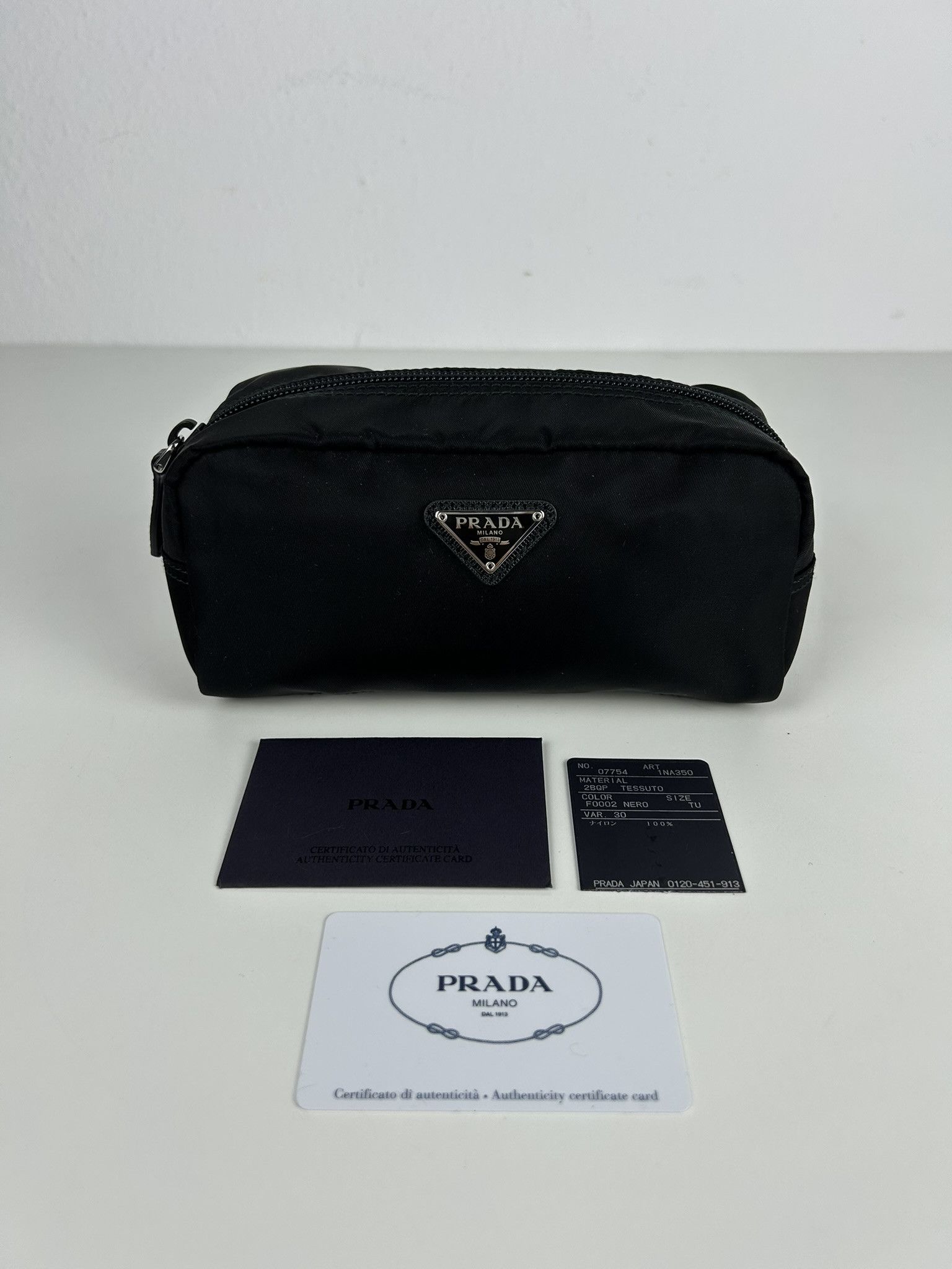 Prada nylon triangle logo mini pouch