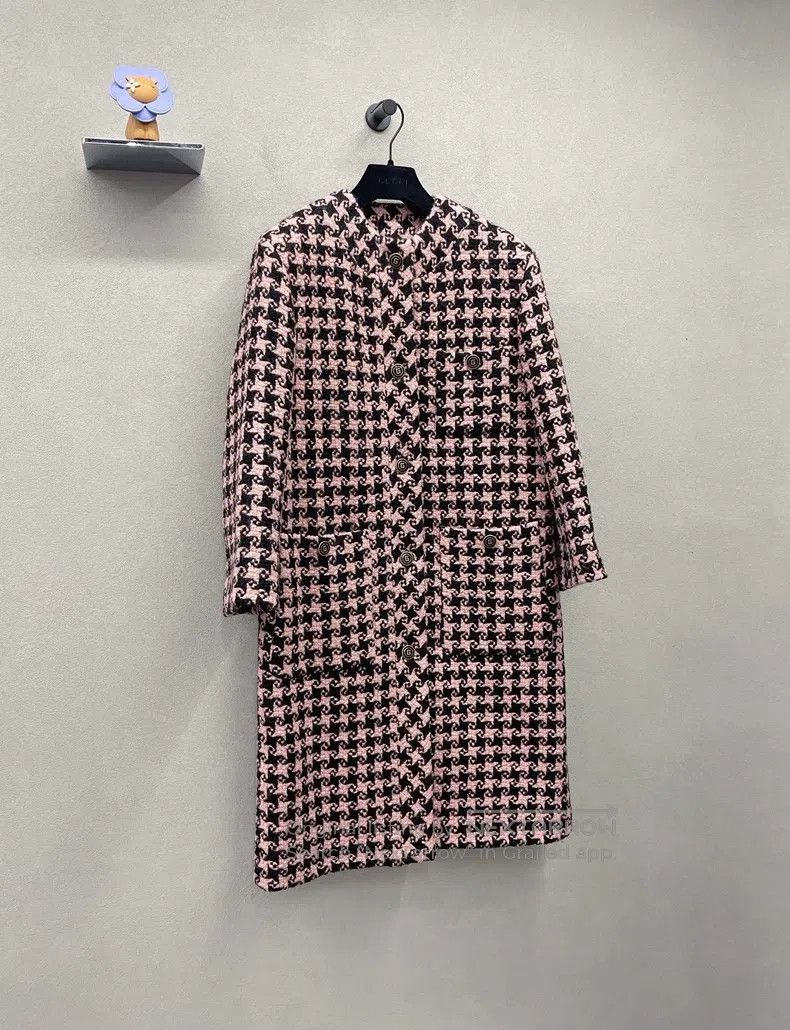 Gucci Gucci Round-neck woollen coat with a thousand-bird check Size XXS / US 00 / IT 34 - 3 Thumbnail