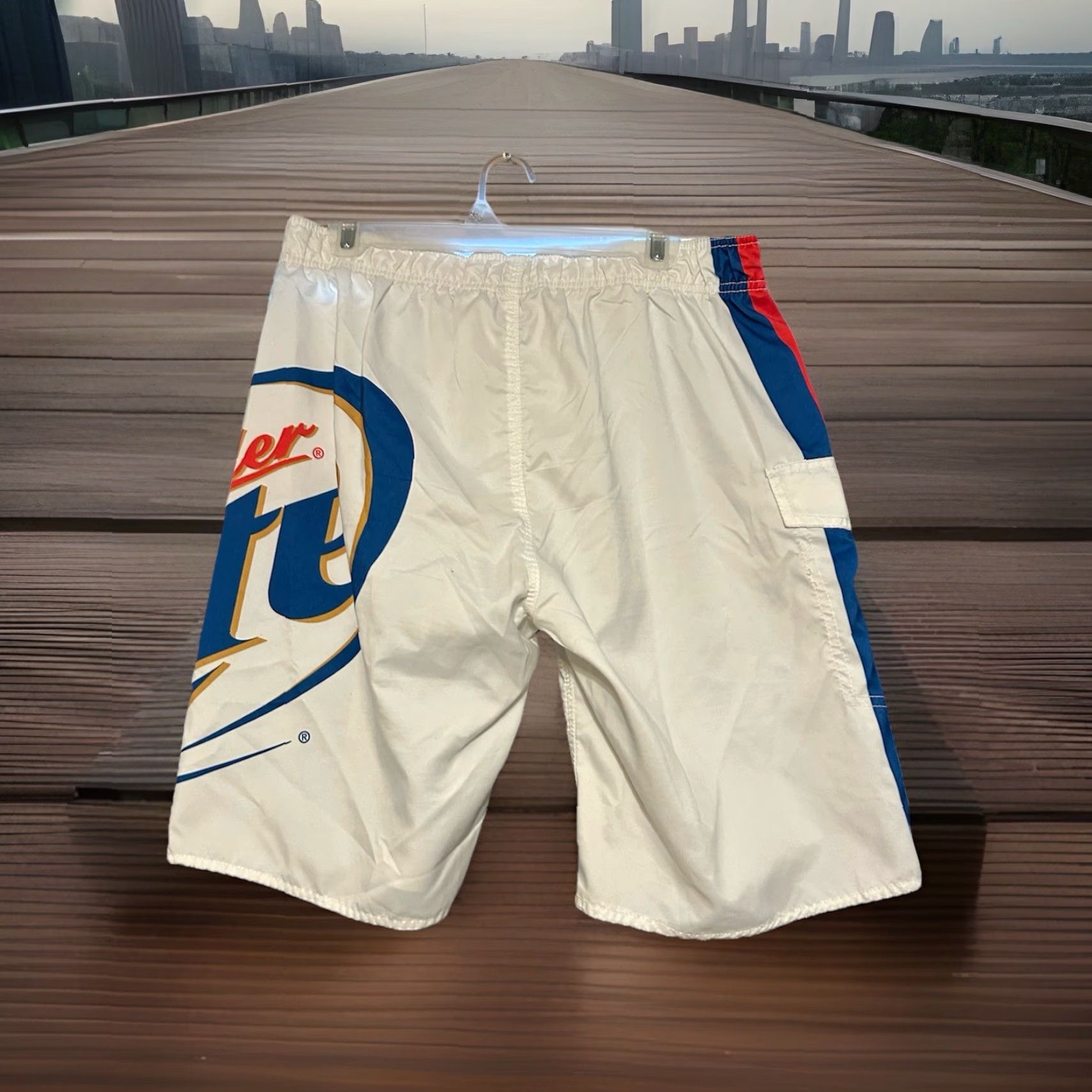 Vintage Miller Lite Swim Trunks Bottom Men 34x10 Pockets Drawstring Beach Surfing Y2K Vintage 2000s Size US 34 / EU 50 - 5 Thumbnail
