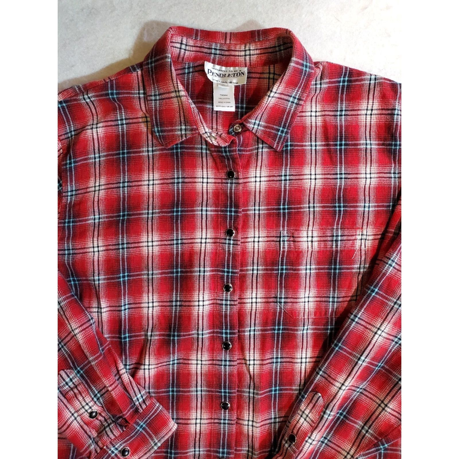 Pendleton VINTAGE Pendleton Shirt Plaid Button-Up Pearl Snap Women's XL Red Size XL / US 12-14 / IT 48-50 - 2 Thumbnail
