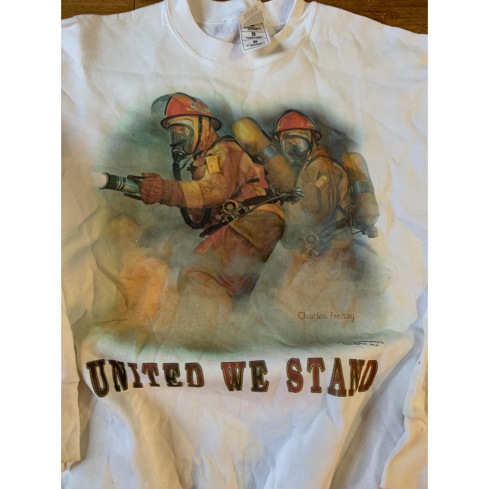 Fruit Of The Loom Vintage fire fighter Sweatshirt size medium 1990s 80s Size M / US 6-8 / IT 42-44 - 2 Thumbnail