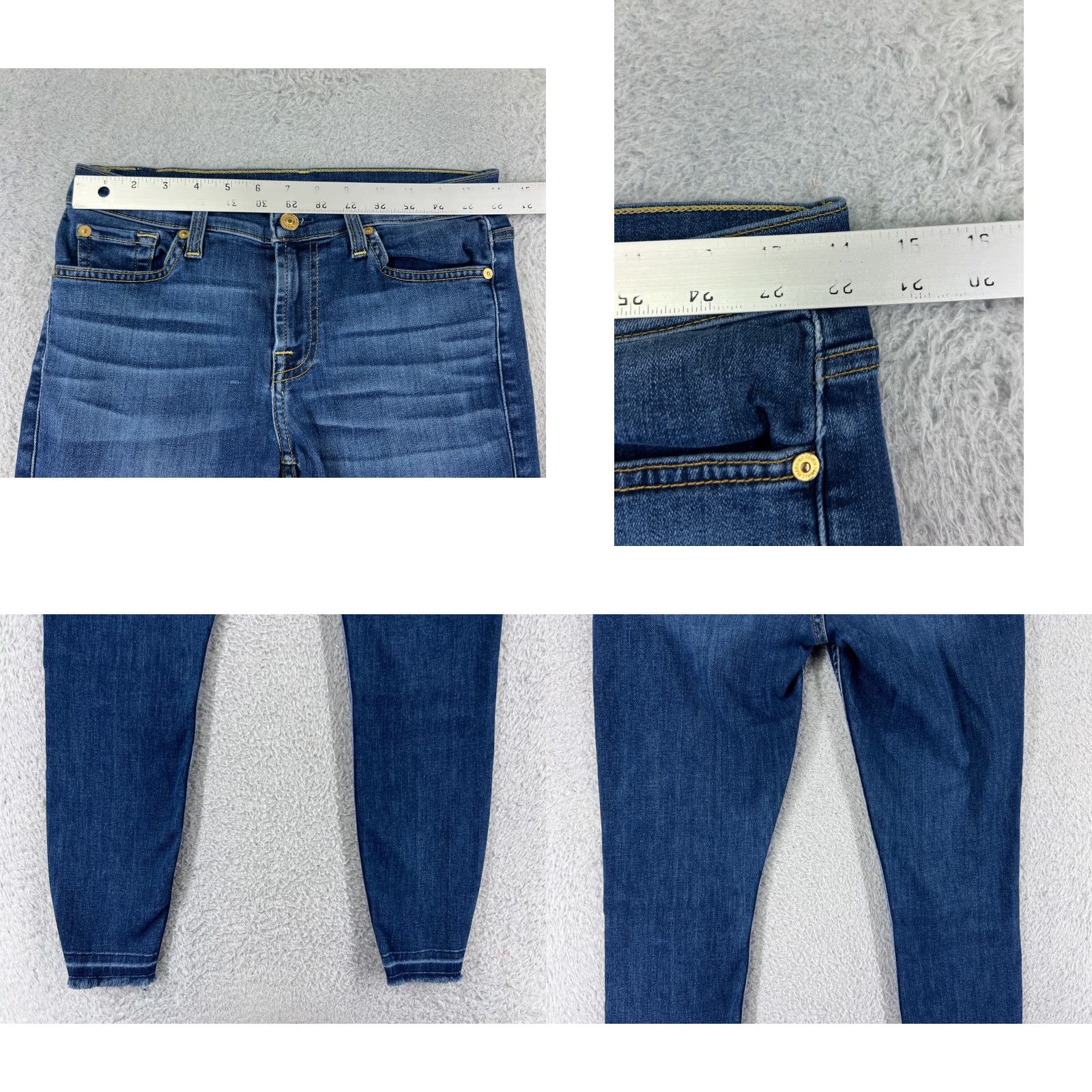 7 For All Mankind 7 For All Mankind Jeans Women 26 Blue Low Rise Skinny Tapered Cotton Blend Jeans Ladies 26 Blue Dark Denim 7 For All Mankind Womens Jeans - Size 26" / US 2 / IT 38 - 9 Thumbnail