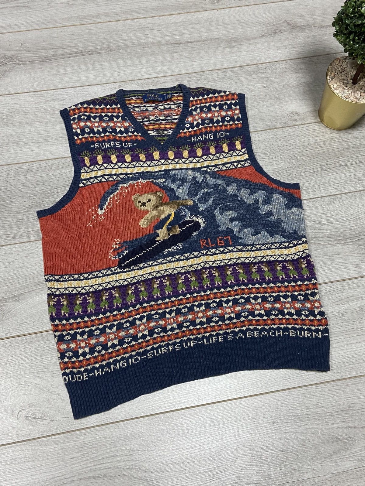 Polo Ralph Lauren Polo Ralph Lauren Vest Isle Bear Surfer Hawaii linen Silk Size US L / EU 52-54 / 3 - 3 Thumbnail