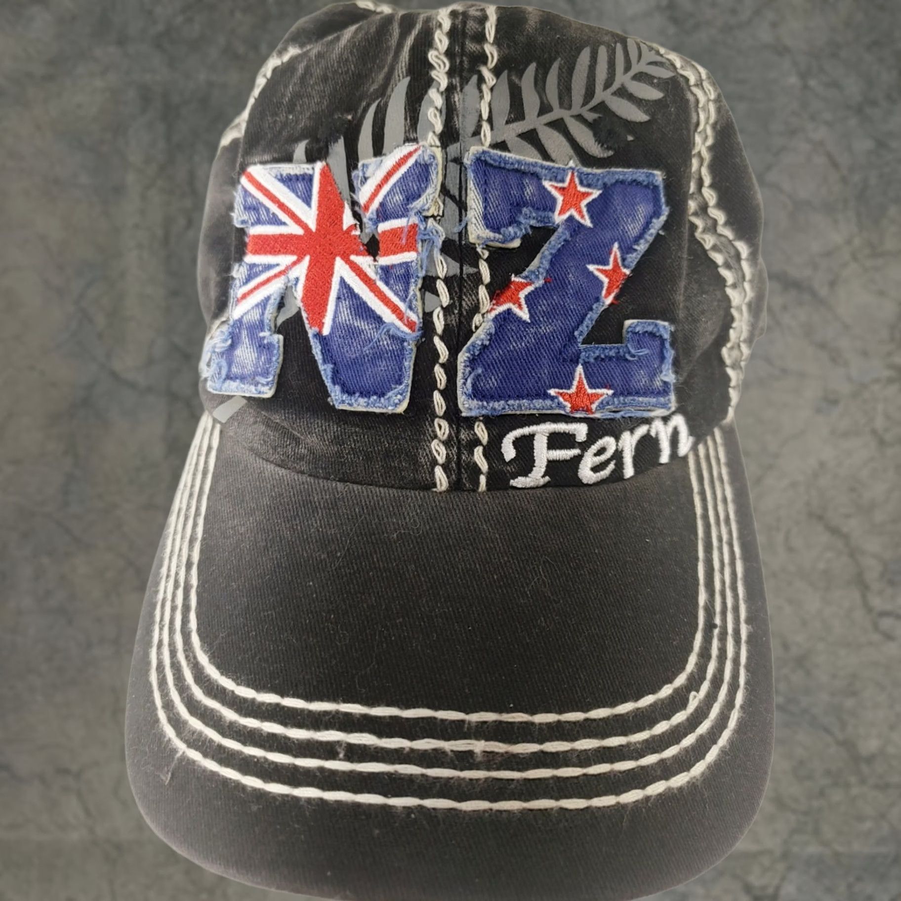 Bally NEW ZEALAND FERN BLACK ADJUSTABLE STRAP HAT BALL CAP FLAG Big Stitch Embroidered HAT Size ONE SIZE - 1 Thumbnail