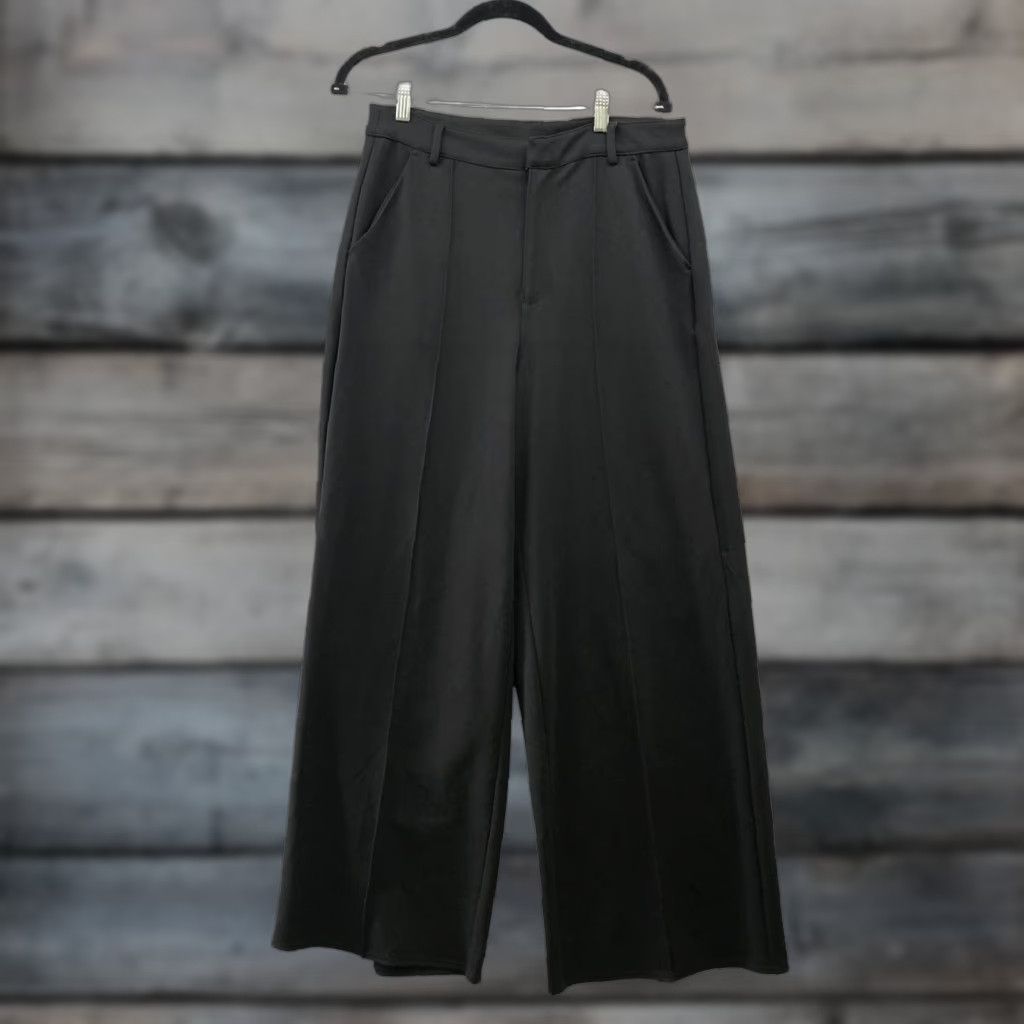 Bar III Bar lll Pants Womens L Black Ponte Knit High Rise Wide Leg Creased Size 36" / US 14 / IT 50 - 1 Thumbnail