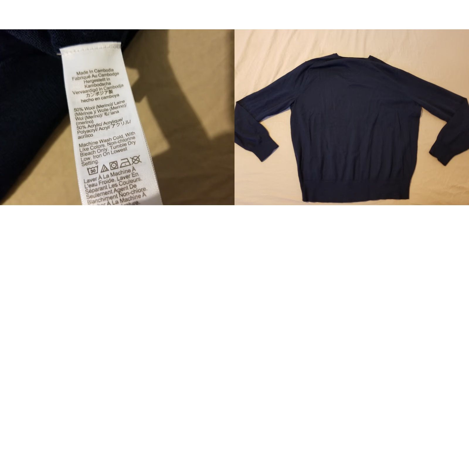 J.Crew Mens J. Crew Wool V-Neck Sweater 2XL Navy Blue Size US XXL / EU 58 / 5 - 8 Thumbnail