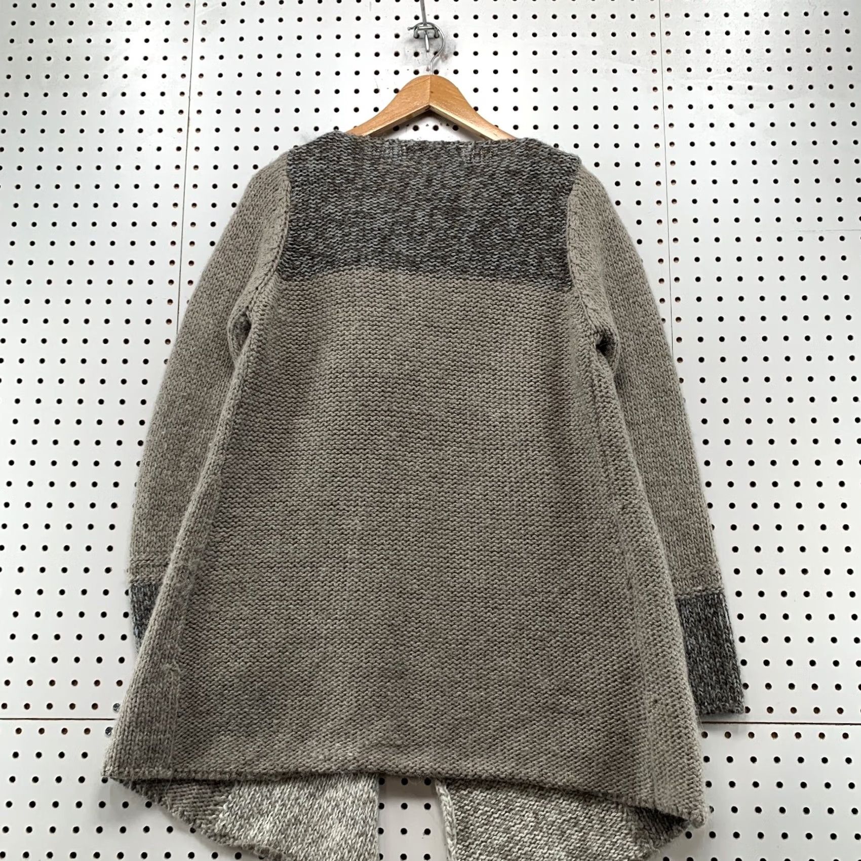 Vintage Lineamaglia Wool Alpaca Cardigan Sweater Womens Large Gray Knit Open Front ITALY Size L / US 10 / IT 46 - 2 Thumbnail