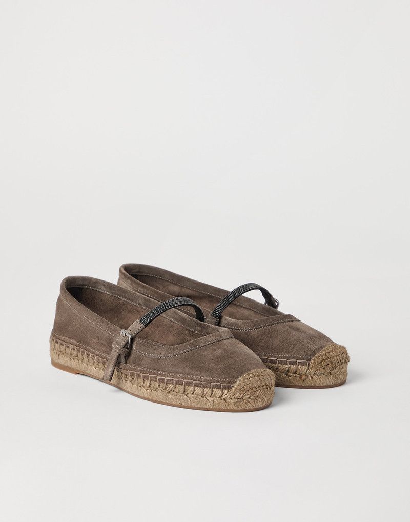 Brunello Cucinelli o1la1rc1a0326 Suede Espadrilles Flats in Brown Size US 11 / IT 41 - 5 Thumbnail