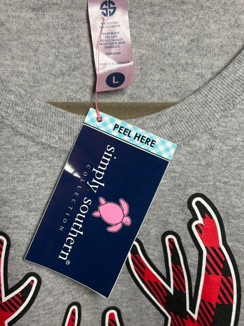 Other Simply Southern "Hey Deer" Gray Long Sleeve Cropped Tee Size L / US 10 / IT 46 - 3 Thumbnail