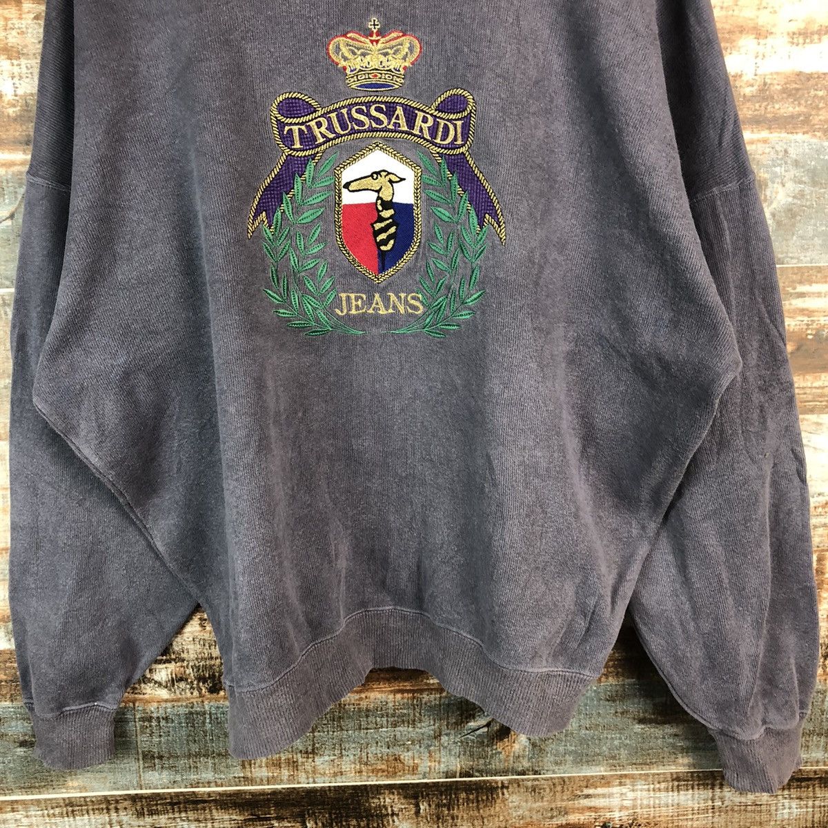 Trussardi Vintage Trussardi Jeans big logo Dark Blue Sweatshirt #A1943 Size US L / EU 52-54 / 3 - 6 Thumbnail