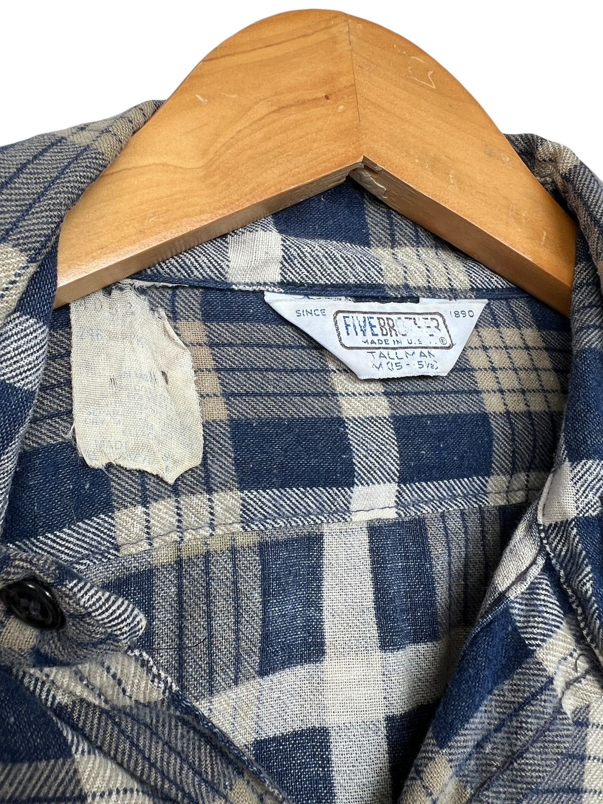 FiveBrother Vintage 50s Five Brother Blue Checkered Flanner Shirt Size US L / EU 52-54 / 3 - 7 Thumbnail
