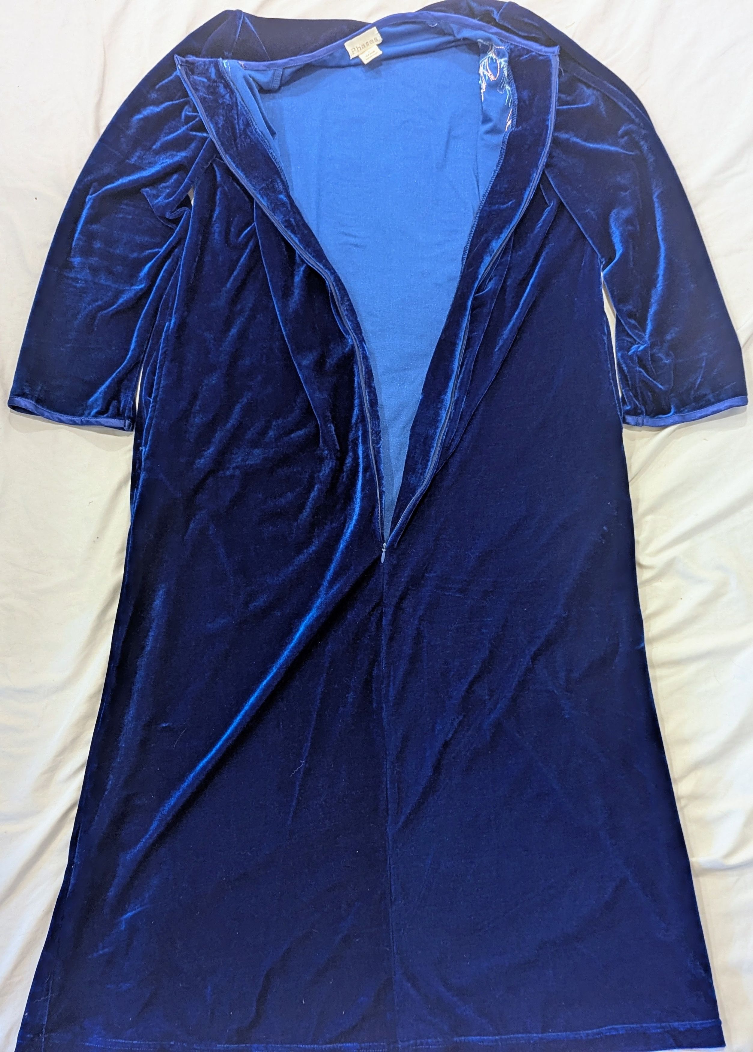 Other Phases 1970s-Inspired Blue Velour Kaftan Peacock Gown S Size S / US 4 / IT 40 - 5 Thumbnail