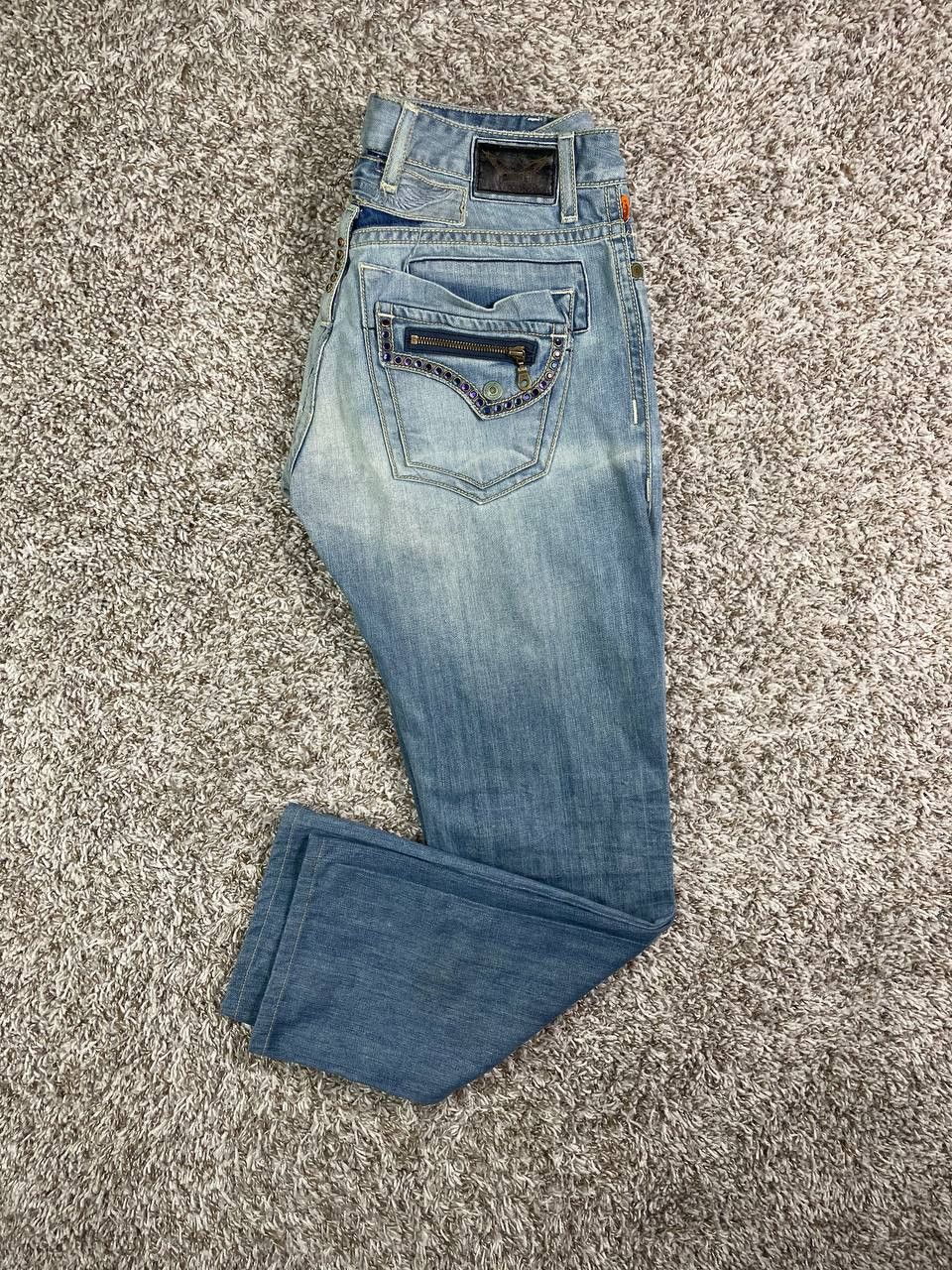 Robins Jeans Robin's Jean Zip RND Flap Studded Blue Jeans Size US 38 / EU 54 - 1 Thumbnail