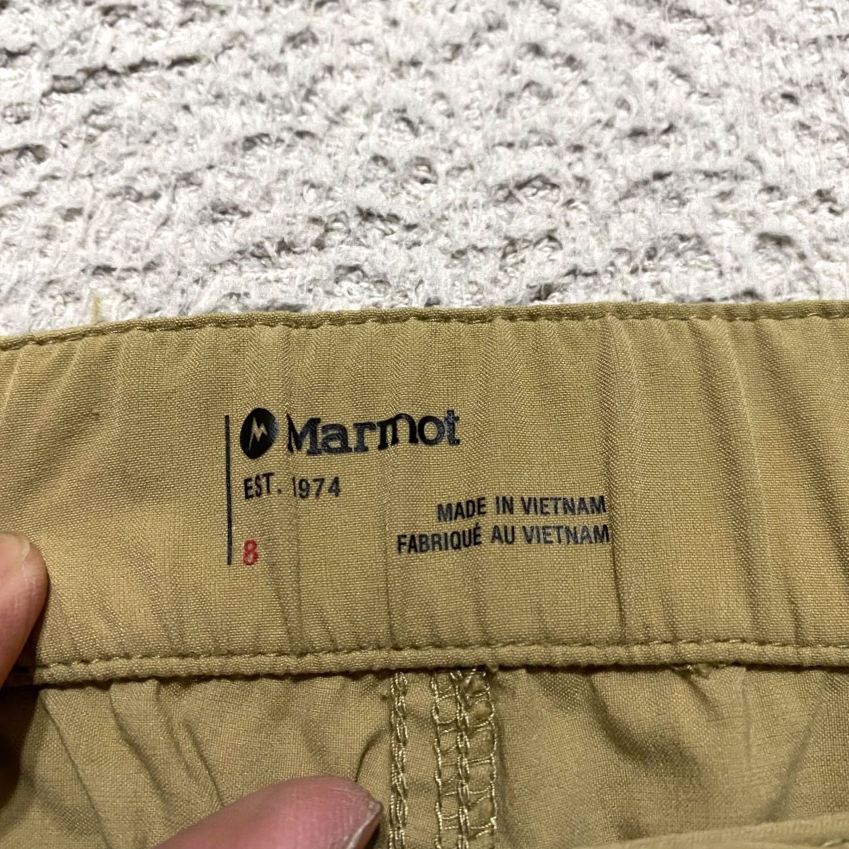 Marmot Marmot Womens Pants Beige Mid Straight Nylon Spandex Belted Pockets Logo 8 B Size 30" / US 8 / IT 44 - 3 Thumbnail
