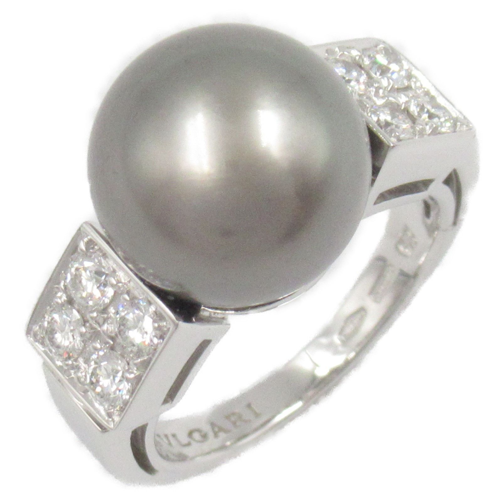 Bvlgari Bvlgari Bvlgari Lucia Au750 Diamond Black Pearl Ring Size 7.5 Metal Ring Size ONE SIZE - 1 Thumbnail