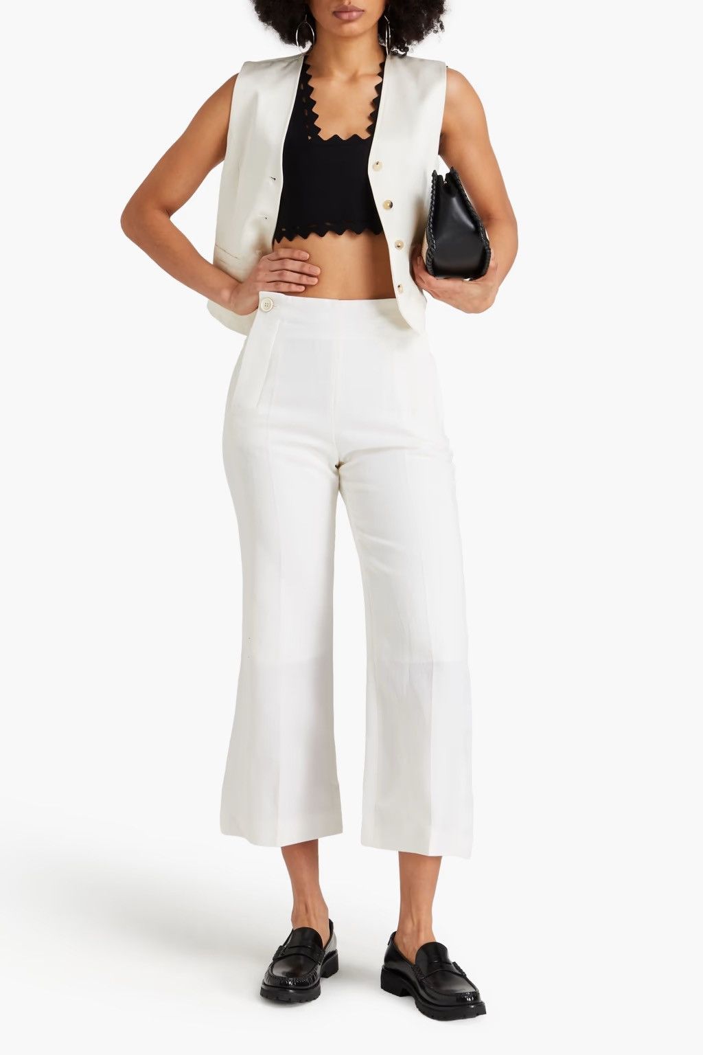 Chloe Chloé Cropped Wool Linen Blend Flared Palazzo Wide Leg Pant Size 28" / US 6 / IT 42 - 1 Thumbnail