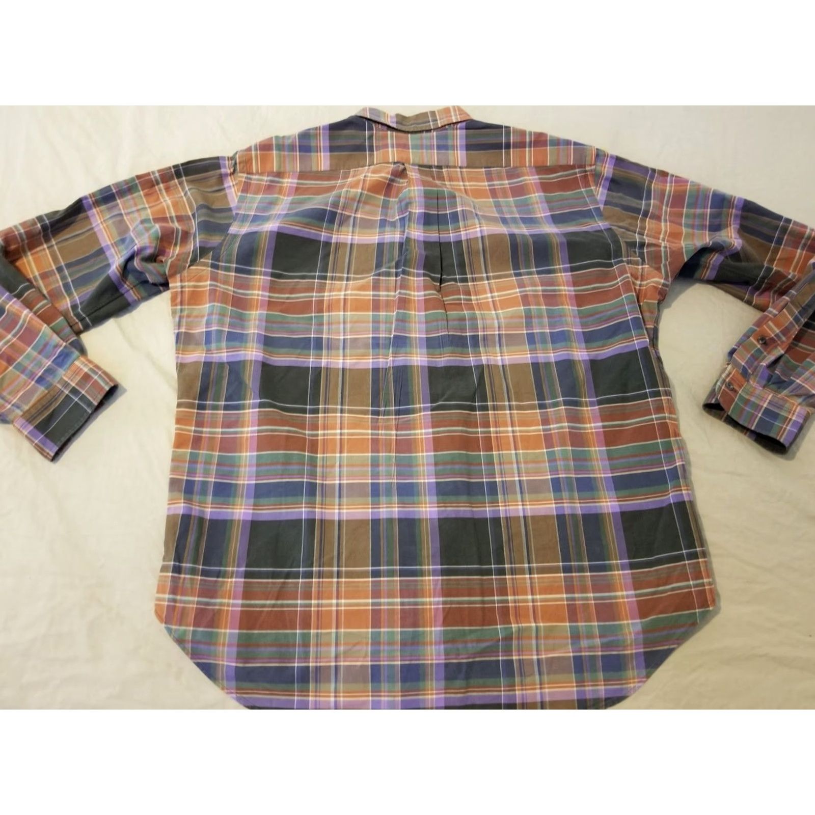 Polo Ralph Lauren VINTAGE not included; final: Polo Ralph Lauren Shirt Mens Button-Up Casual Plaid Cotton Brown Large Long Sleeve Button-Down Collar L Size 42R - 5 Thumbnail