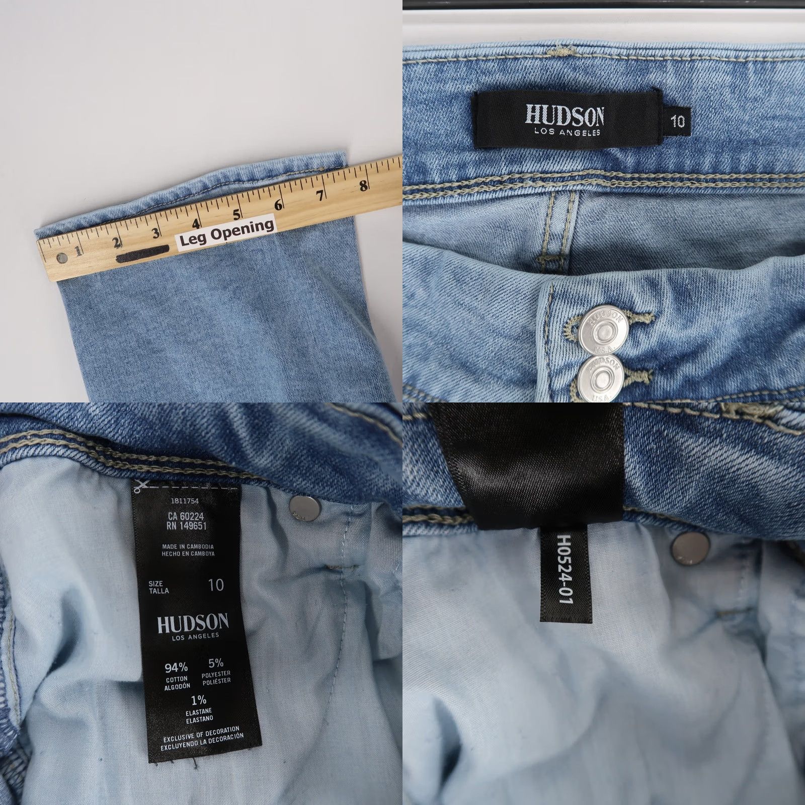 Hudson Hudson Womens Jeans Blue Size 10 Straight Leg Stretch Flap Pocket Double Button Size 32" / US 10 / IT 46 - 8 Thumbnail