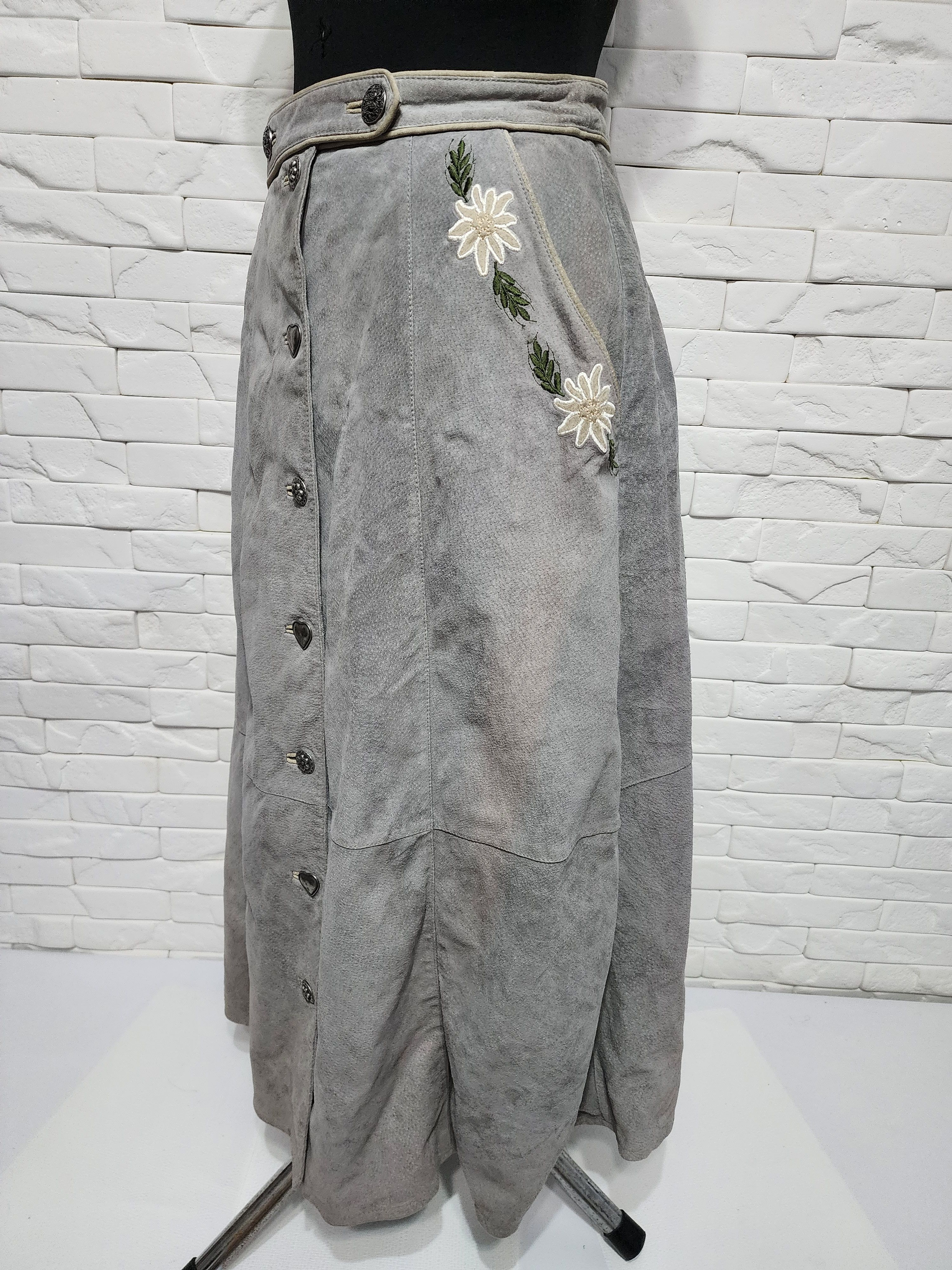 Other Maxi gray skirt made of genuine leather with buttons. Size 30" / US 8 / IT 44 - 4 Thumbnail