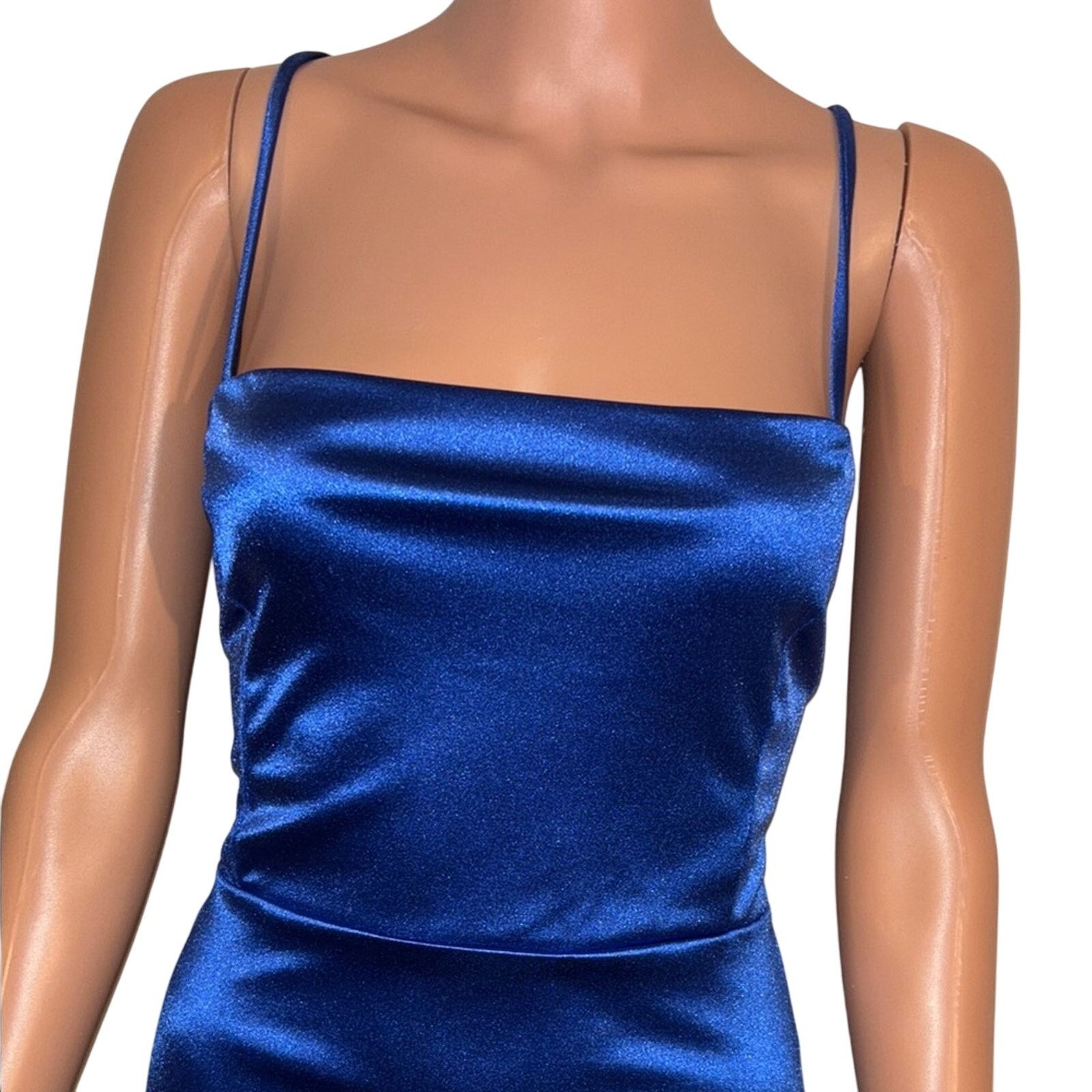 The Unbranded Brand Blue Satin Backless Dress Size Medium Size M / US 6-8 / IT 42-44 - 4 Thumbnail