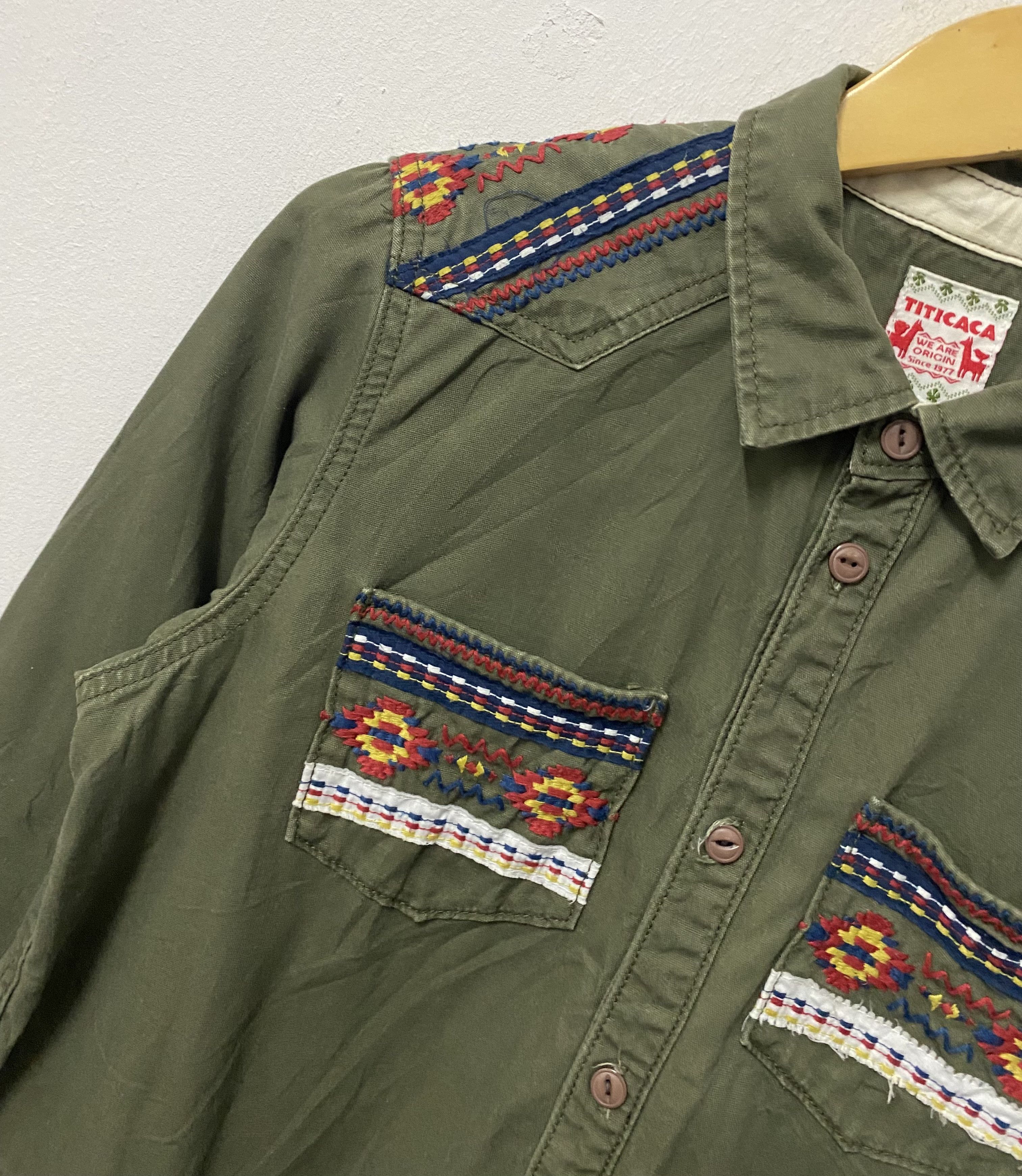 Japanese Brand TITICACA Japan Ethnic Boho Embroidered Utility Shirt Size US S / EU 44-46 / 1 - 5 Thumbnail