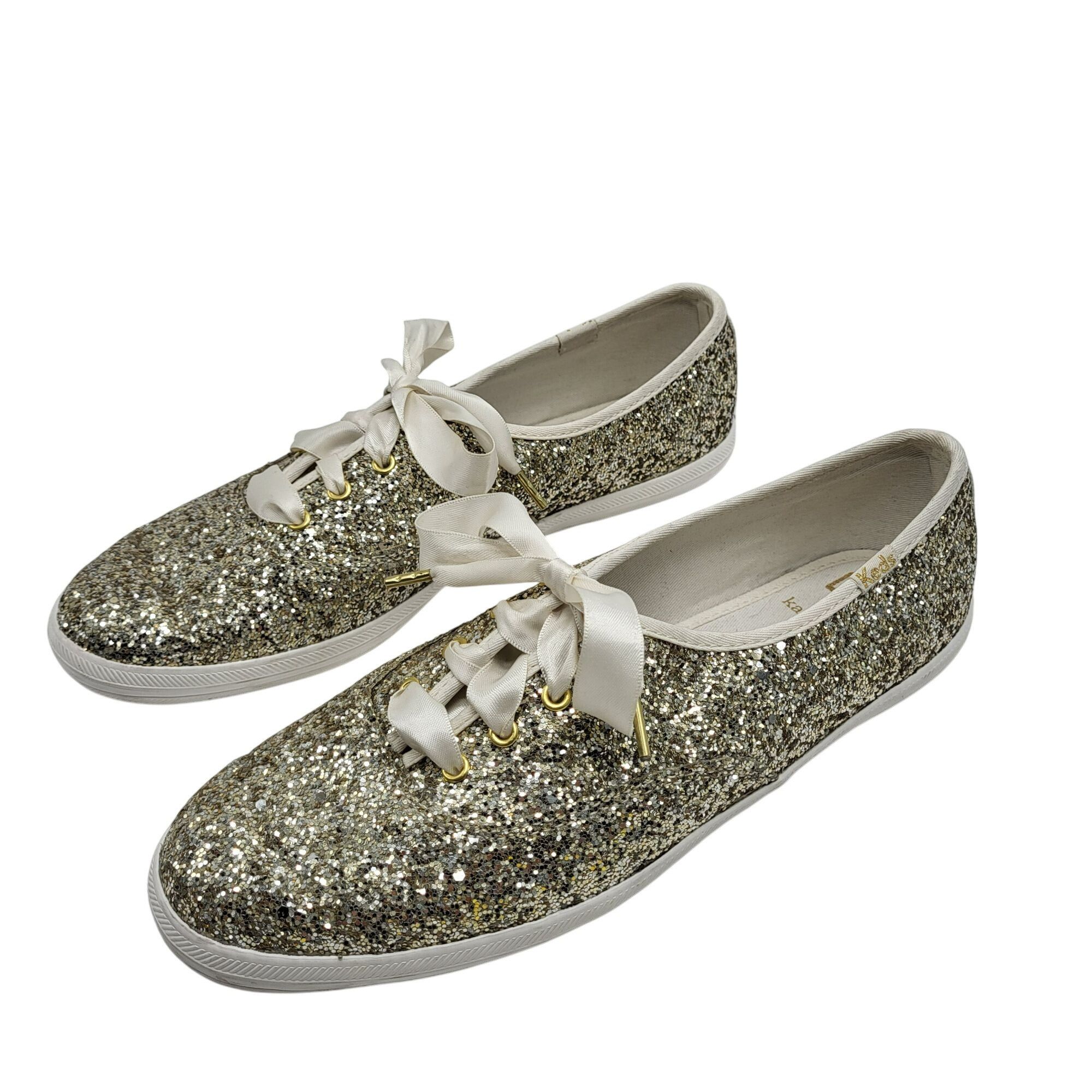 Keds Keds X Kate Spade Gold Glitter Sparkle White Sneakers Satin Size US 8 / IT 38 - 7 Thumbnail