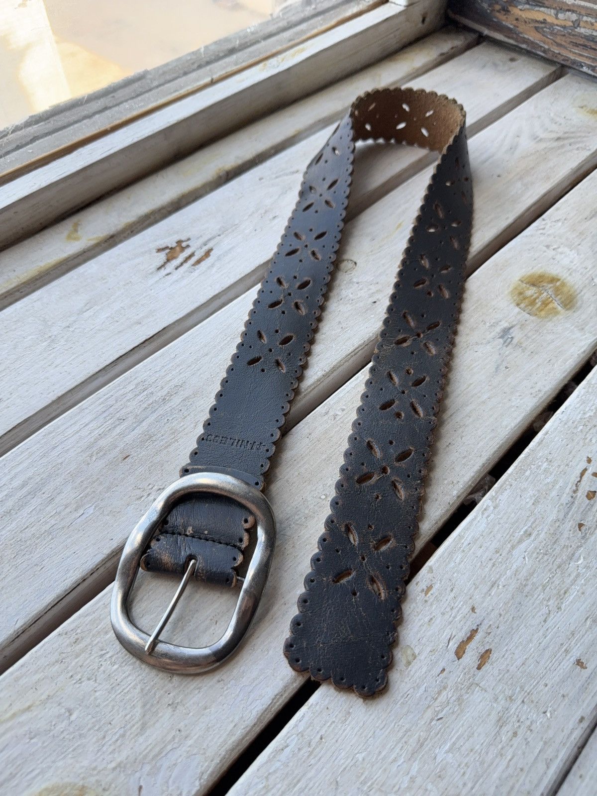 Japanese Brand Vintage Japanese Leather Punk Emo Rock Goth Y2K Drill belt Size ONE SIZE - 2 Thumbnail