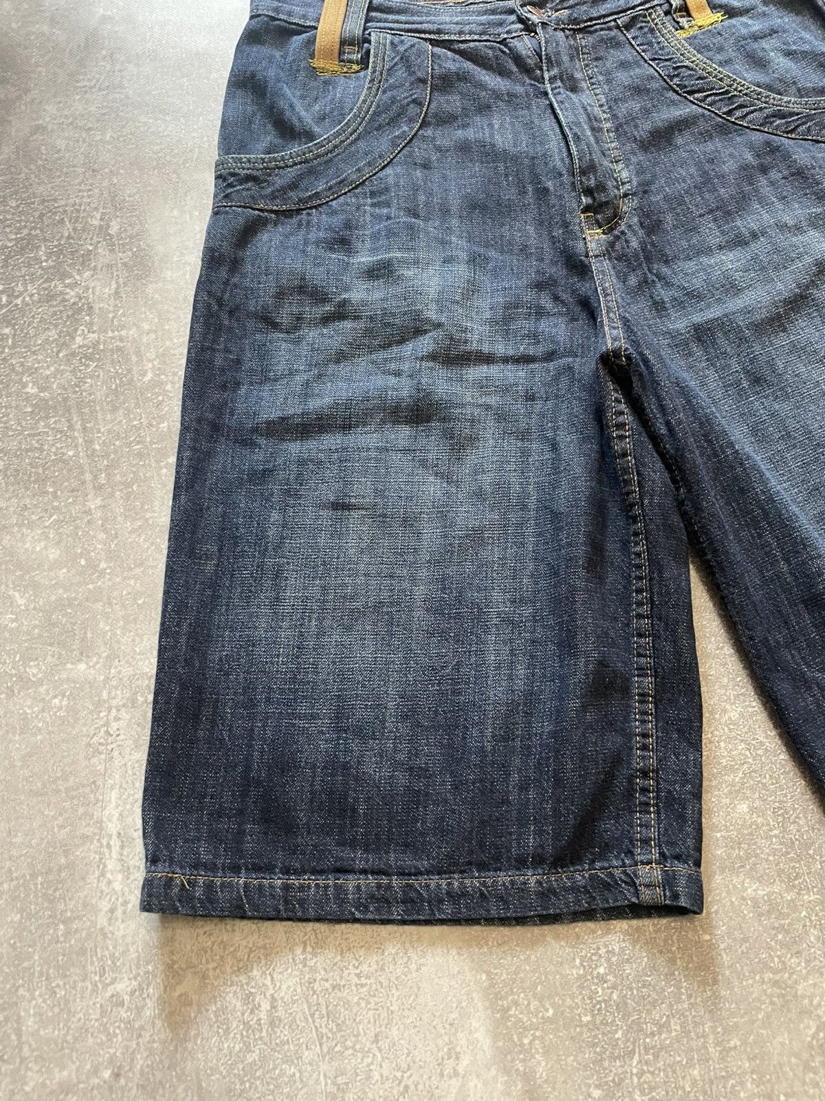 Time is Money Embroidered Logo Jnco Style Baggy Denim Shorts