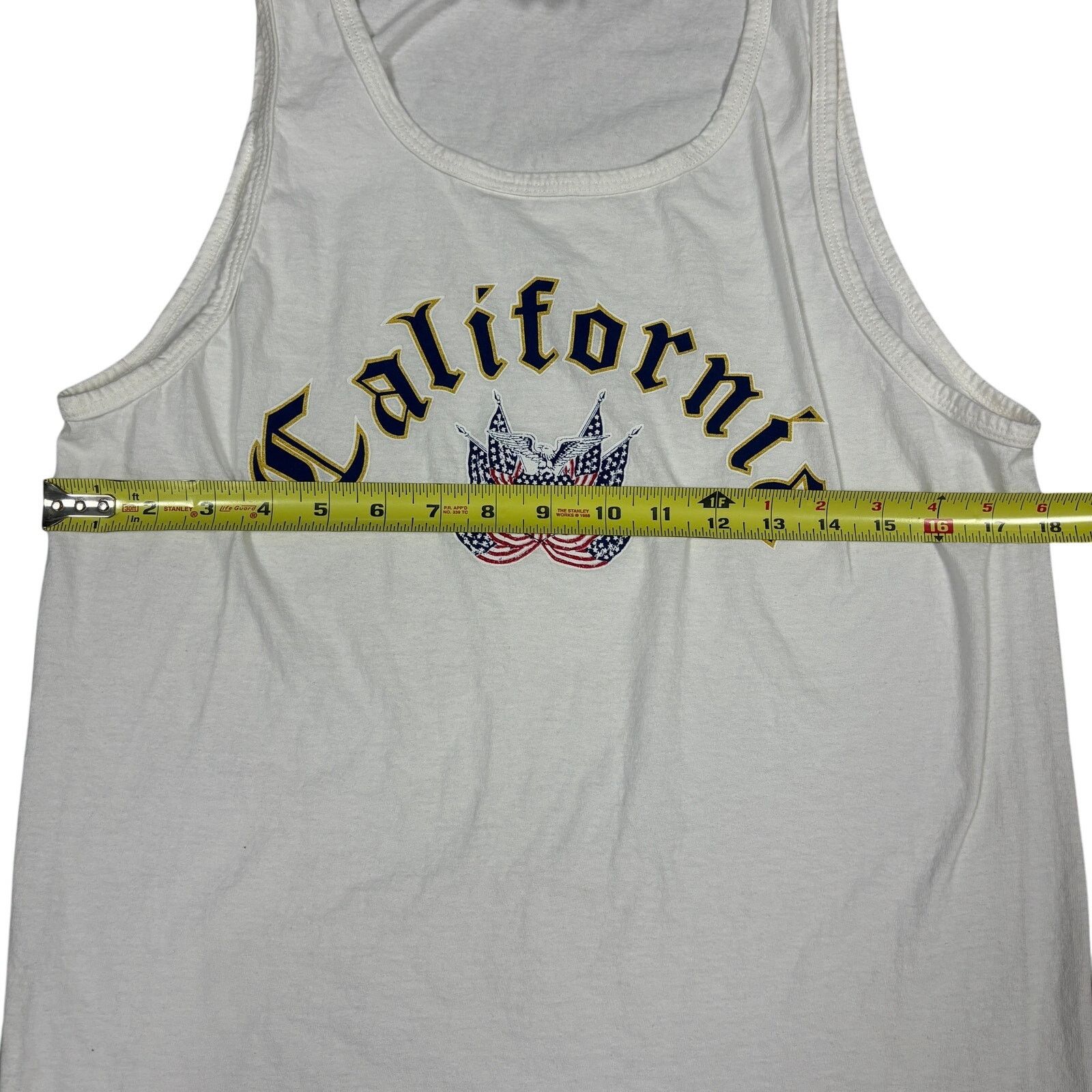 Fruit Of The Loom y2k 2000s california USA white tank top Medium beach summer Size US M / EU 48-50 / 2 - 5 Thumbnail