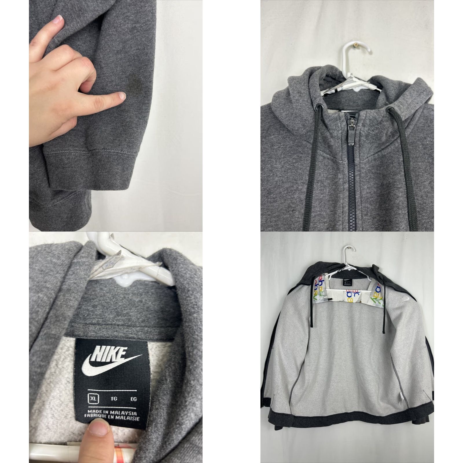 Nike Nike Sportswear Club Fleece Hoodie Jacket Men XL Gray Charcoal Logo Zipper Full Zip Hooded Pockets Athletic Shirt? Size US XL / EU 56 / 4 - 8 Thumbnail