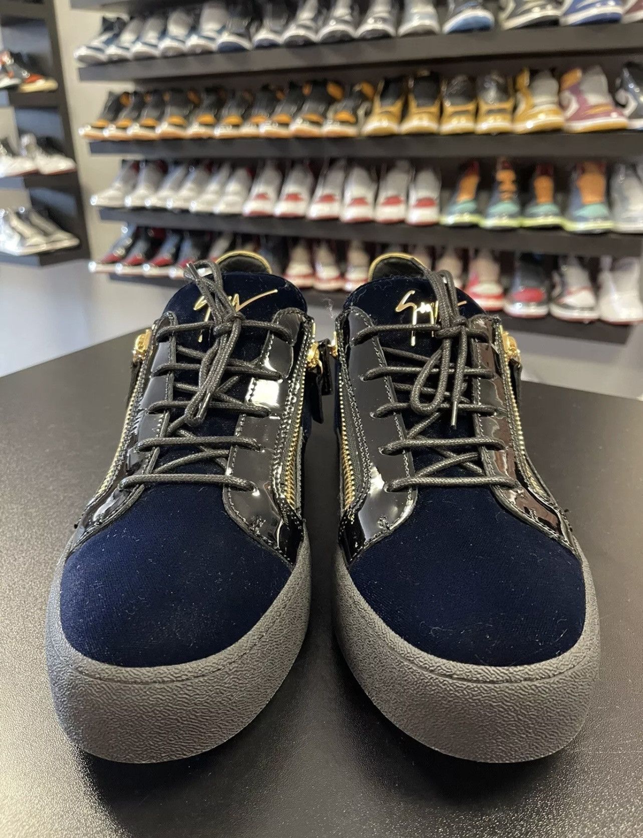 Giuseppe Zanotti Size 12 - Giuseppe Zanotti Men’s Frankie" Blue Velvet Black Size US 12 / EU 45 - 2 Thumbnail