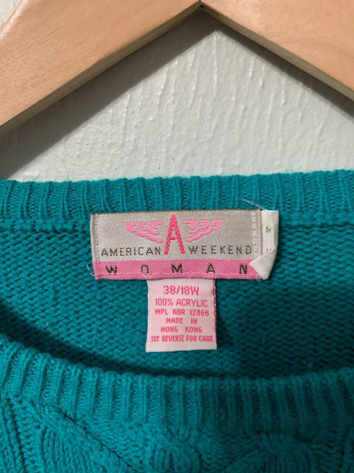 Vintage Vintage Teal Cable Knit Sweater Size US M / EU 48-50 / 2 - 1 Thumbnail