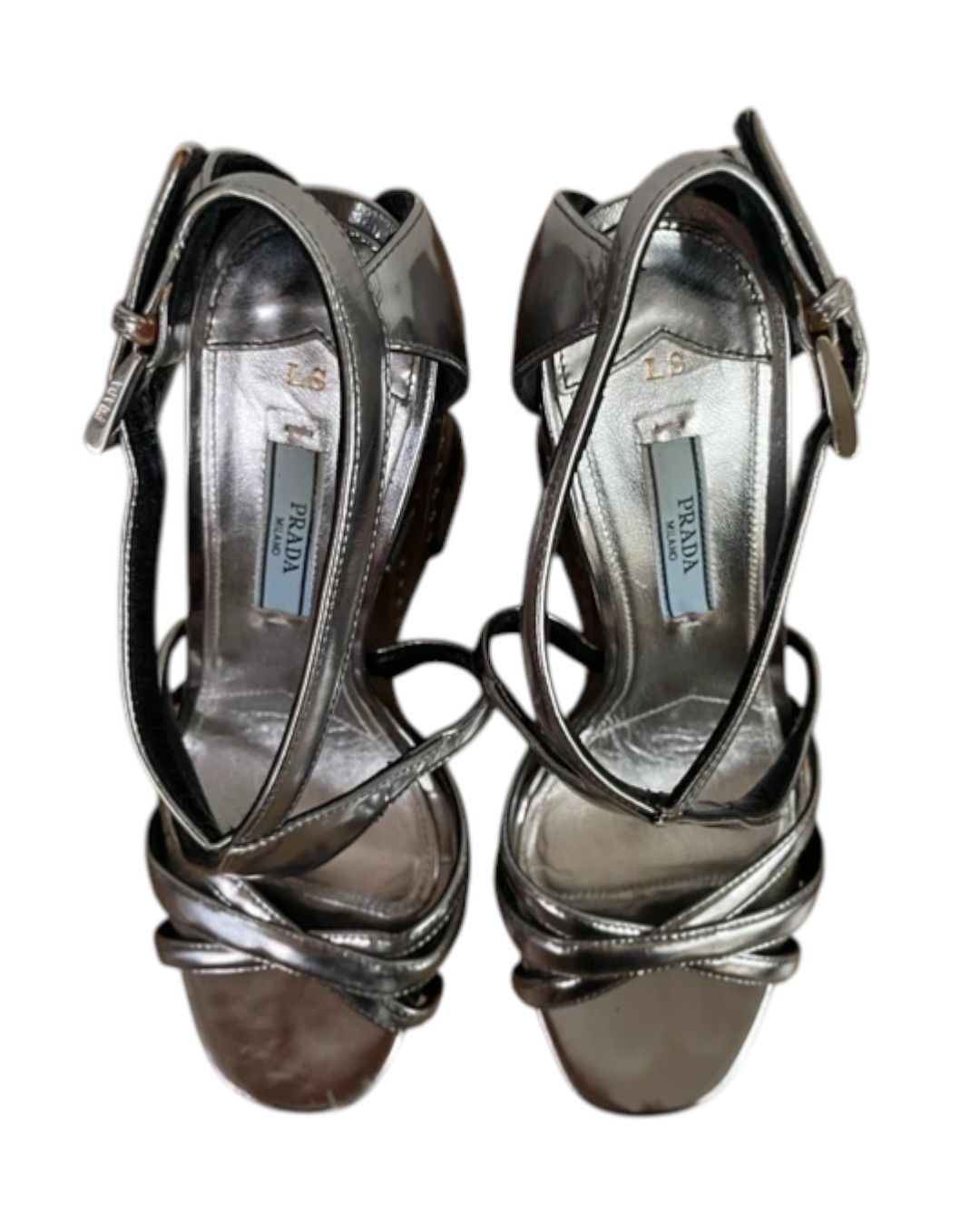 Prada F/W 2014 RUNWAY GUNMETAL MOLDED WEDGE HEELS Size US 6.5 / IT 36.5 - 7 Thumbnail