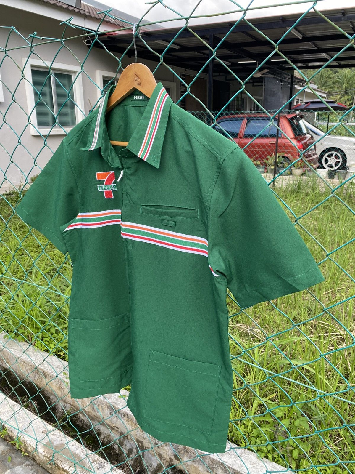 Japanese Brand Vintage 7-eleven woven spellout workshirt uniform Size US L / EU 52-54 / 3 - 4 Thumbnail