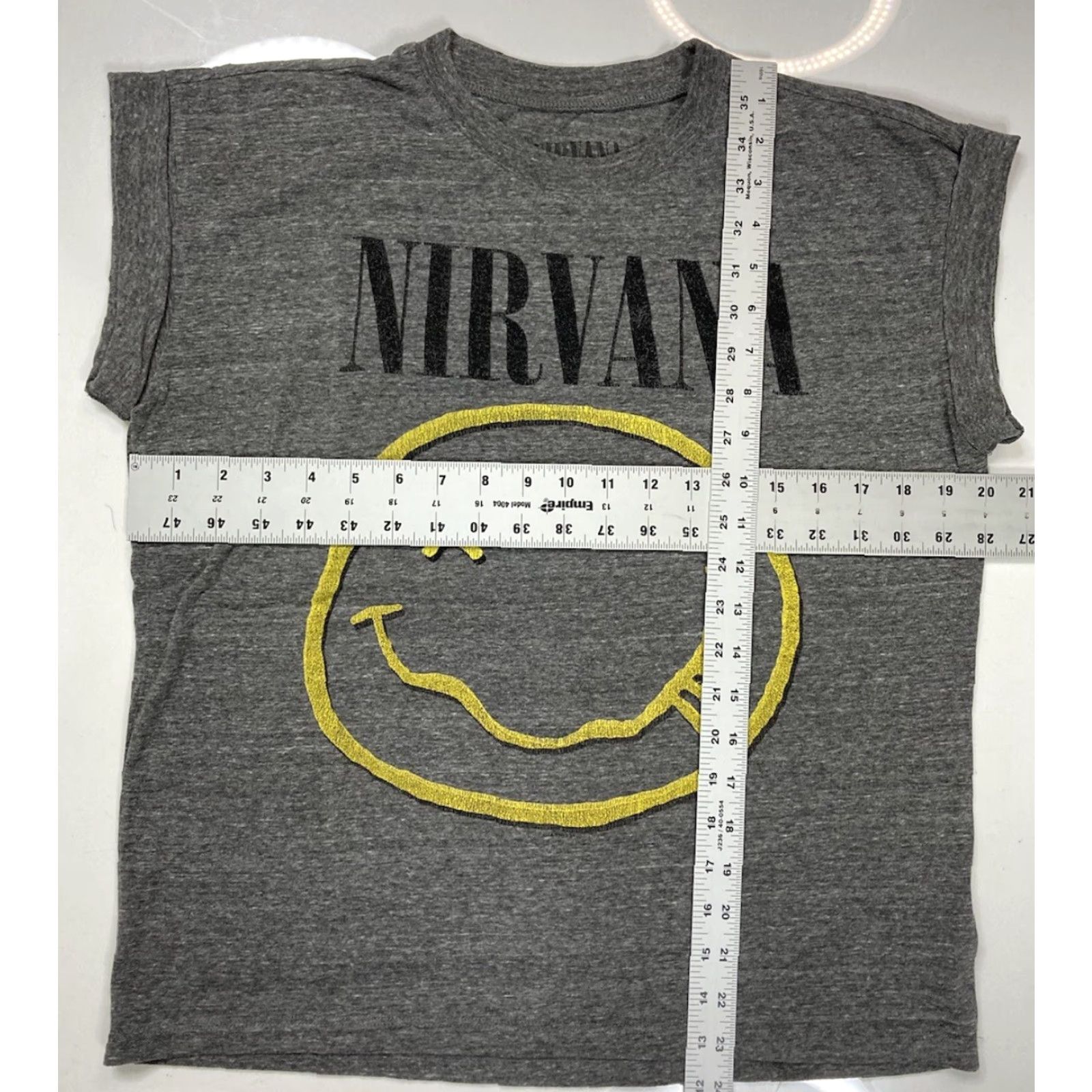 Logo 7 Nirvana T-Shirt Women's Small Gray Sleeveless Logo Crew Neck Cotton Polyester Casual Pop Music Shirt Size S / US 4 / IT 40 - 6 Thumbnail