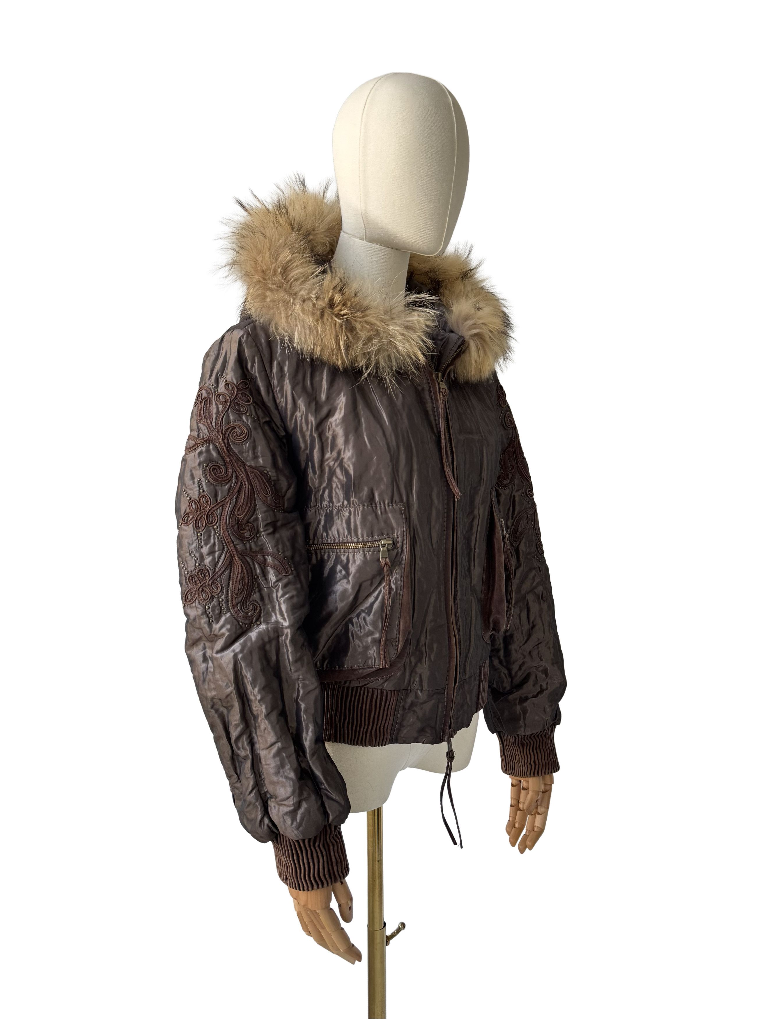 Vintage Vintage Jacket Leather Inserts Real Fur Hood Trim Zip Size M / US 6-8 / IT 42-44 - 1 Thumbnail