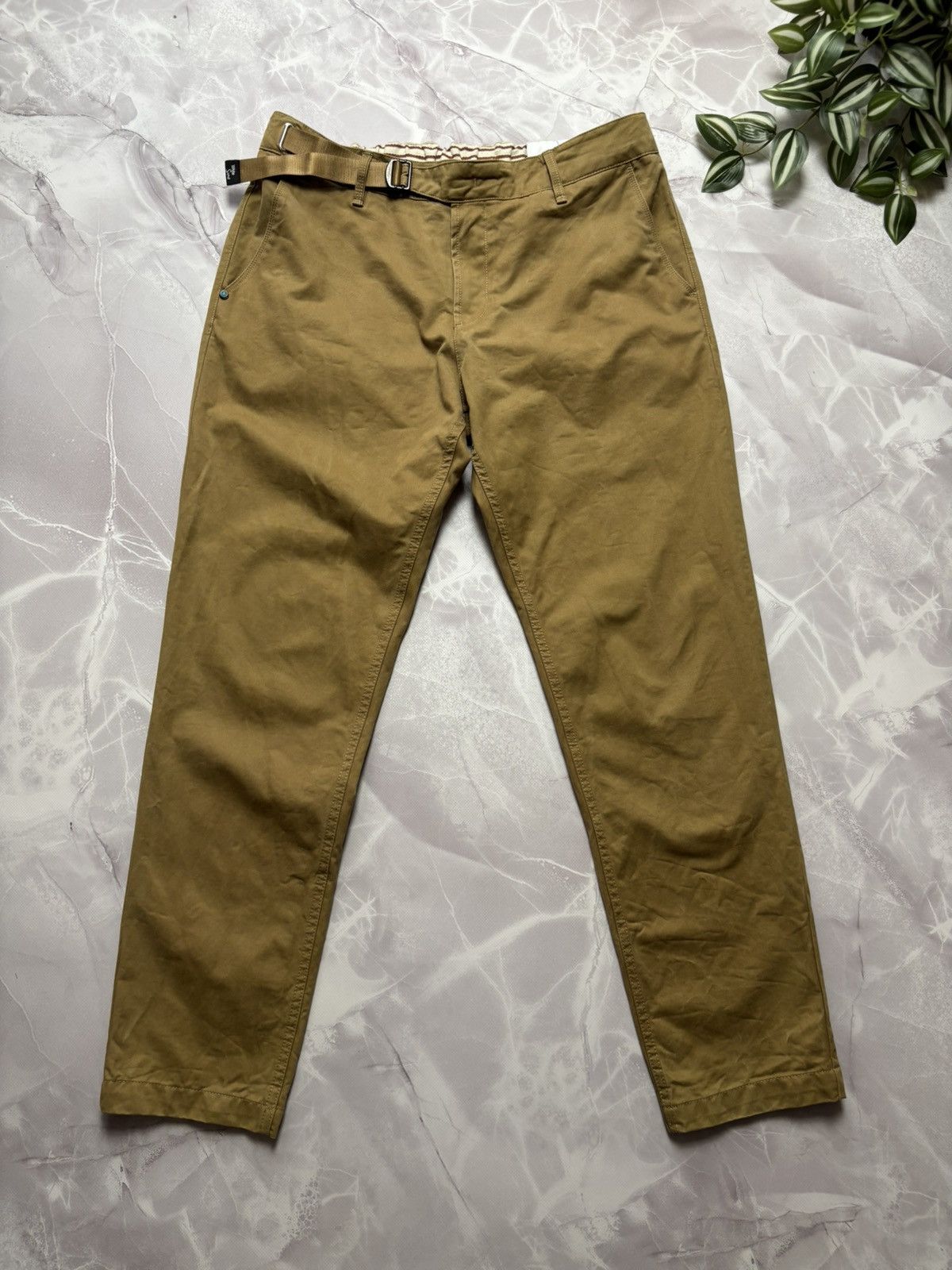 Other White Sand Belted Chino Pants Quiet Luxury Brown Mens 50 Size US 34 / EU 50 - 1 Thumbnail