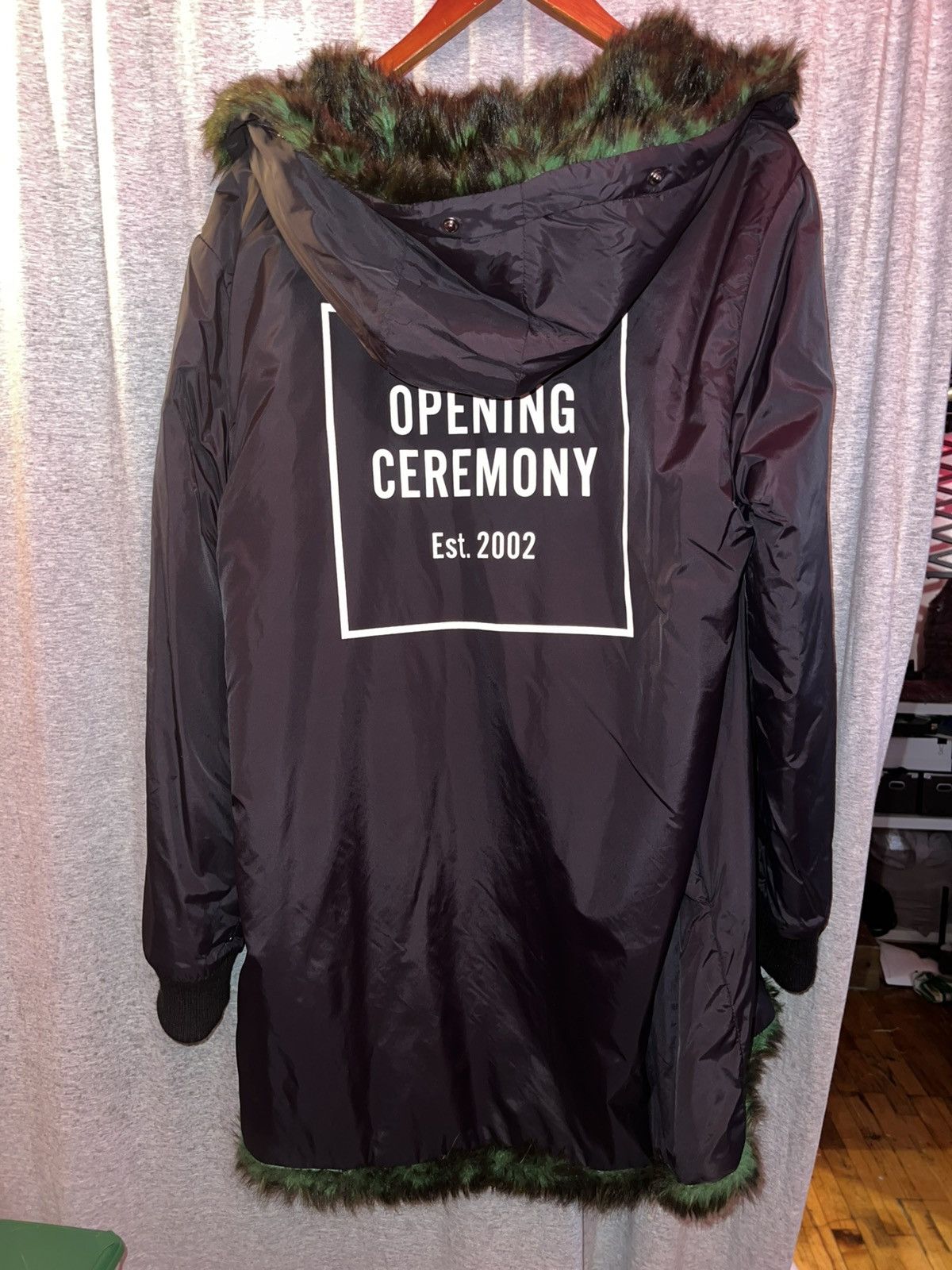Opening Ceremony Opening Ceremony Black / Green Faux FurTrim Hood Parka Coat Size US S / EU 44-46 / 1 - 8 Thumbnail