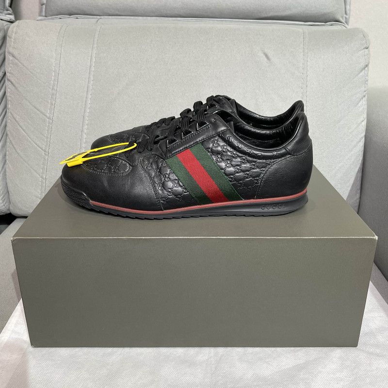 Gucci Gucci Black Leather Casual Sneakers Size US 8 / EU 41 - 1 Thumbnail