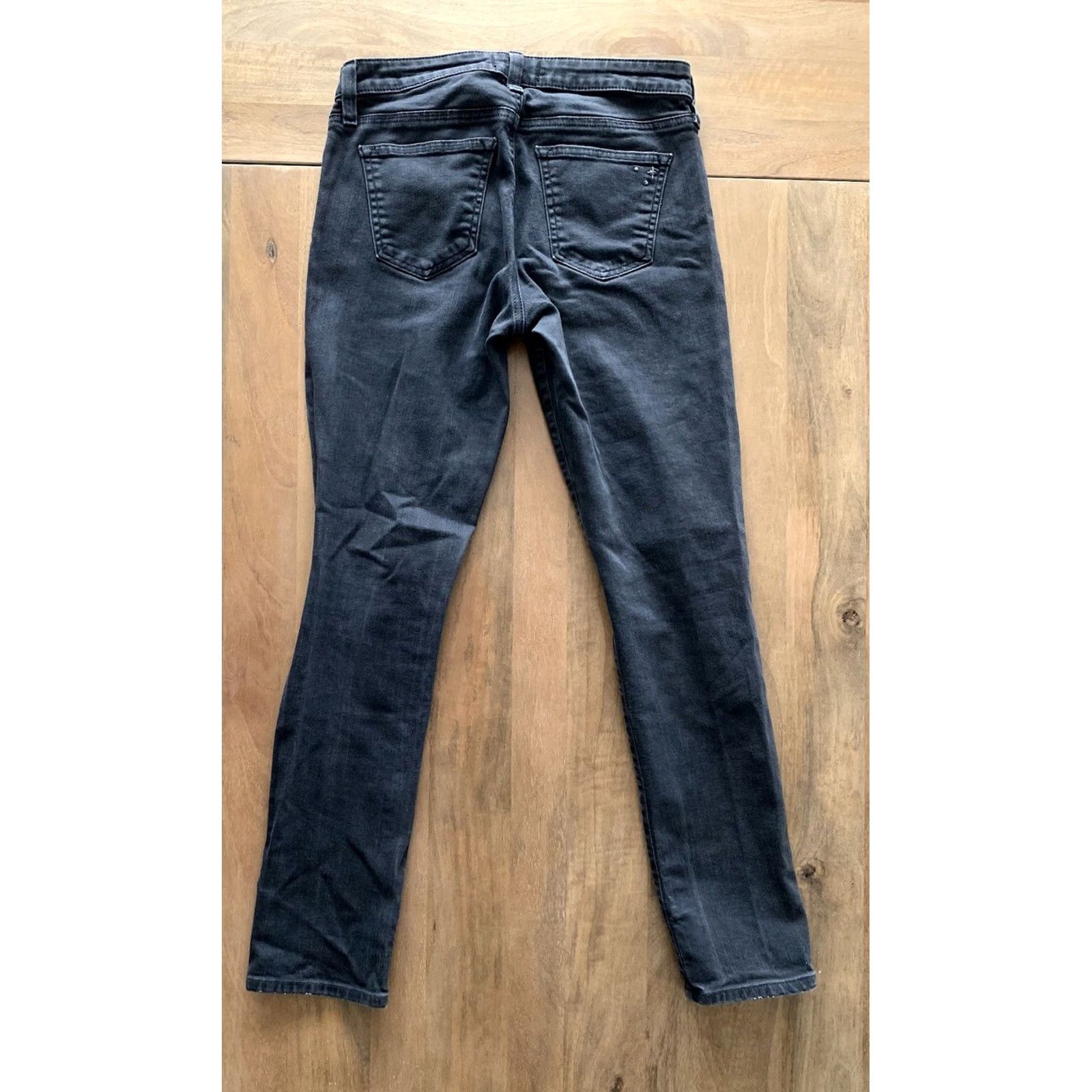 Denime BIG STAR Jeans Womens 27x28 Black Denim 5-Pocket Slim Skinny Stretch Cement Logo Zipper Pocket Distressed Cowboy Rock Punk 90s Vintage No Size 27" / US 4 / IT 40 - 2 Thumbnail